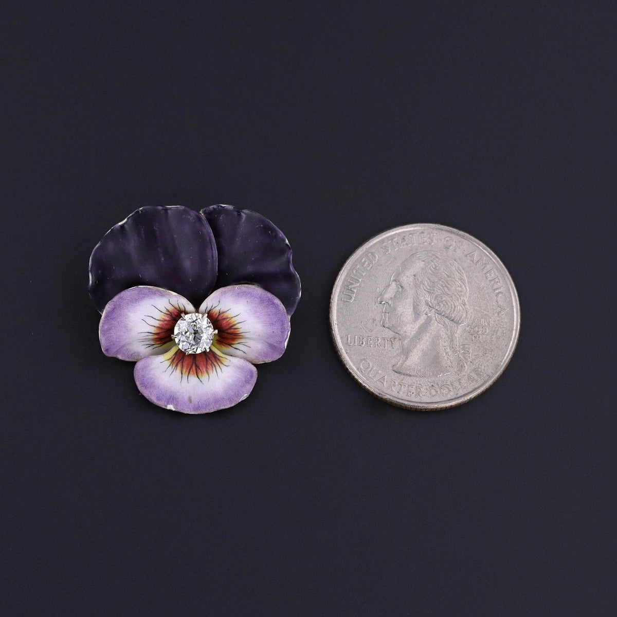 Antique Diamond Pansy Brooch of 14k Gold - Trademark Antiques