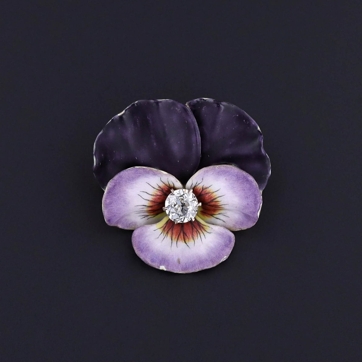 Antique Diamond Pansy Brooch of 14k Gold - Trademark Antiques