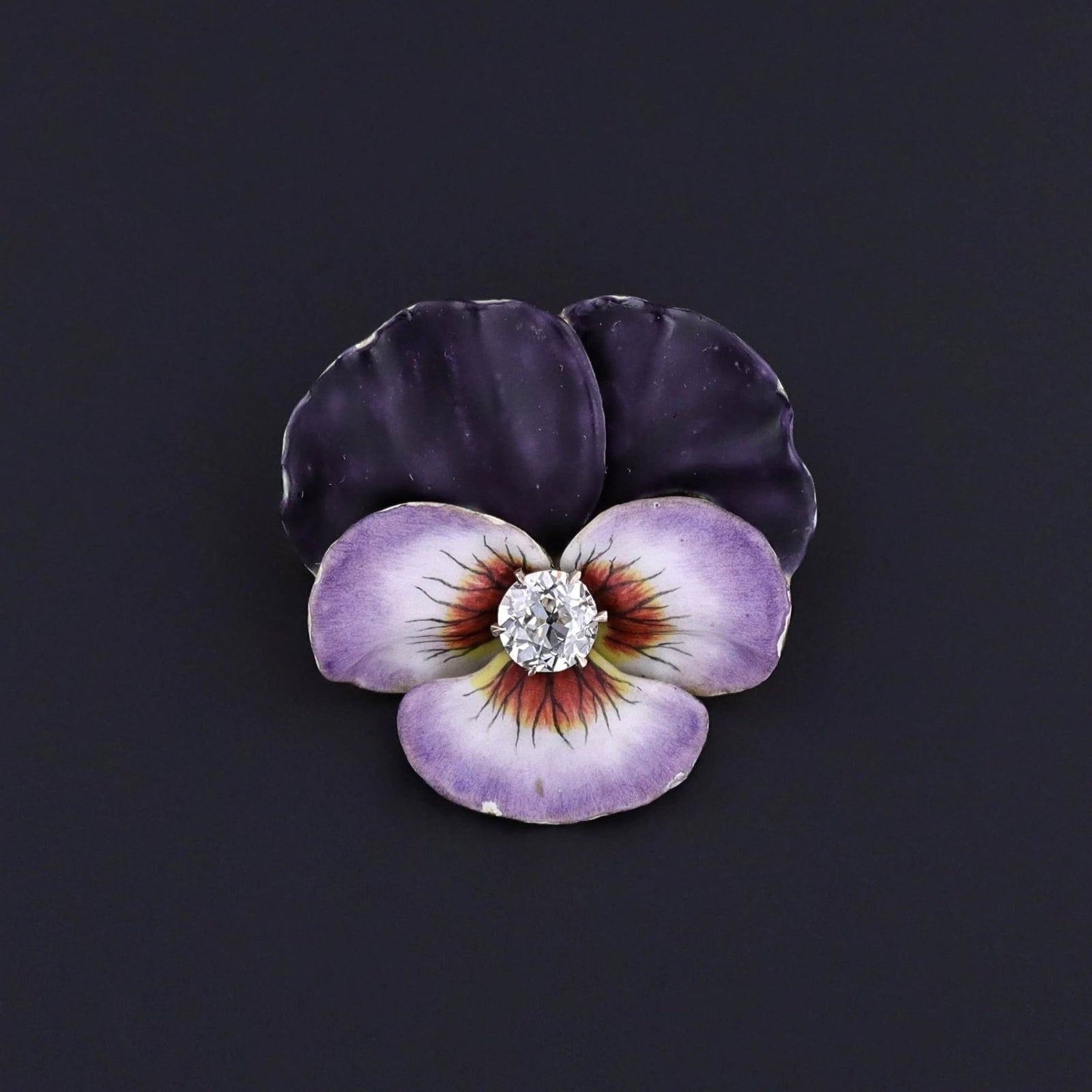 Antique Diamond Pansy Brooch of 14k Gold - Trademark Antiques
