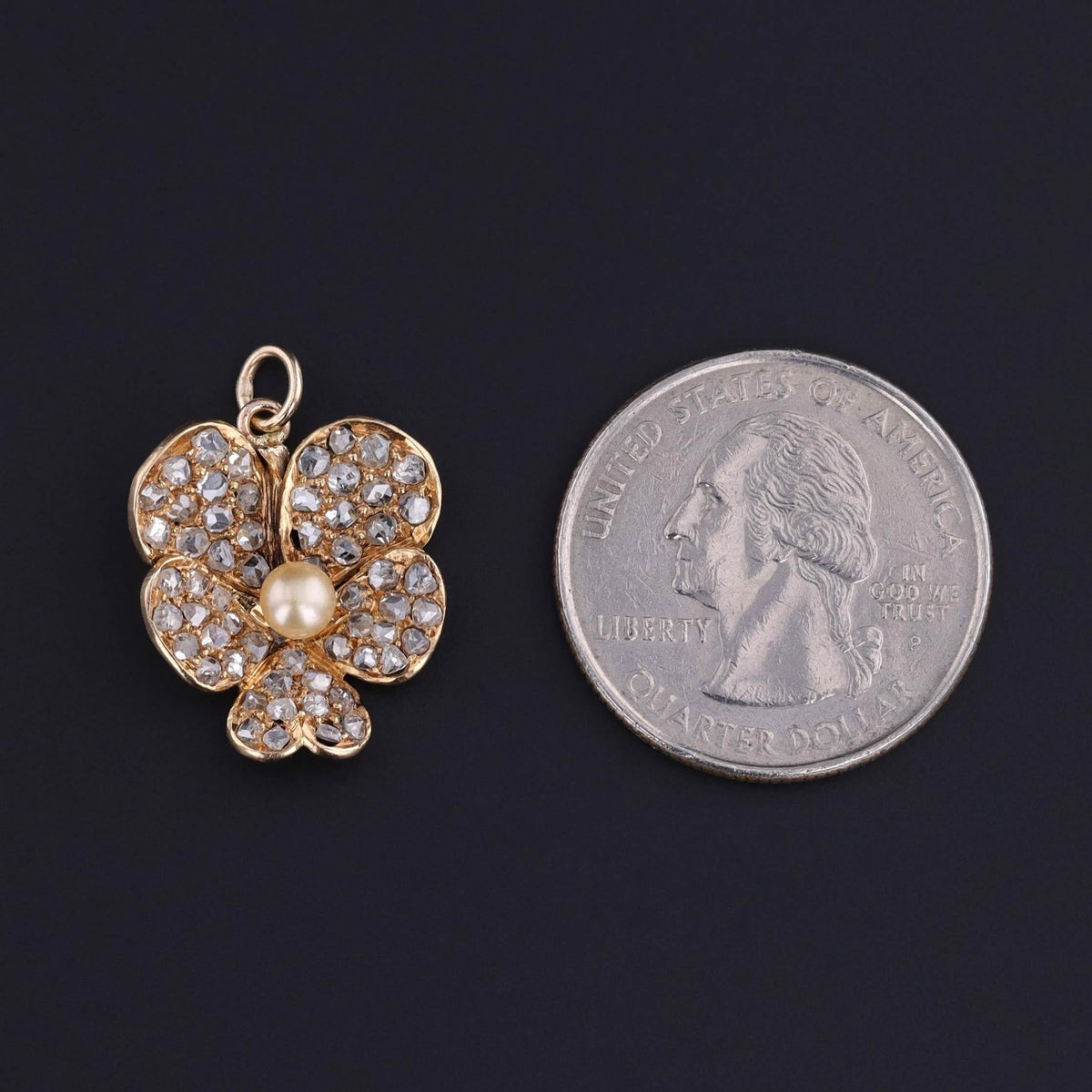 Antique Diamond Pansy Pendant of 18k Gold - Trademark Antiques