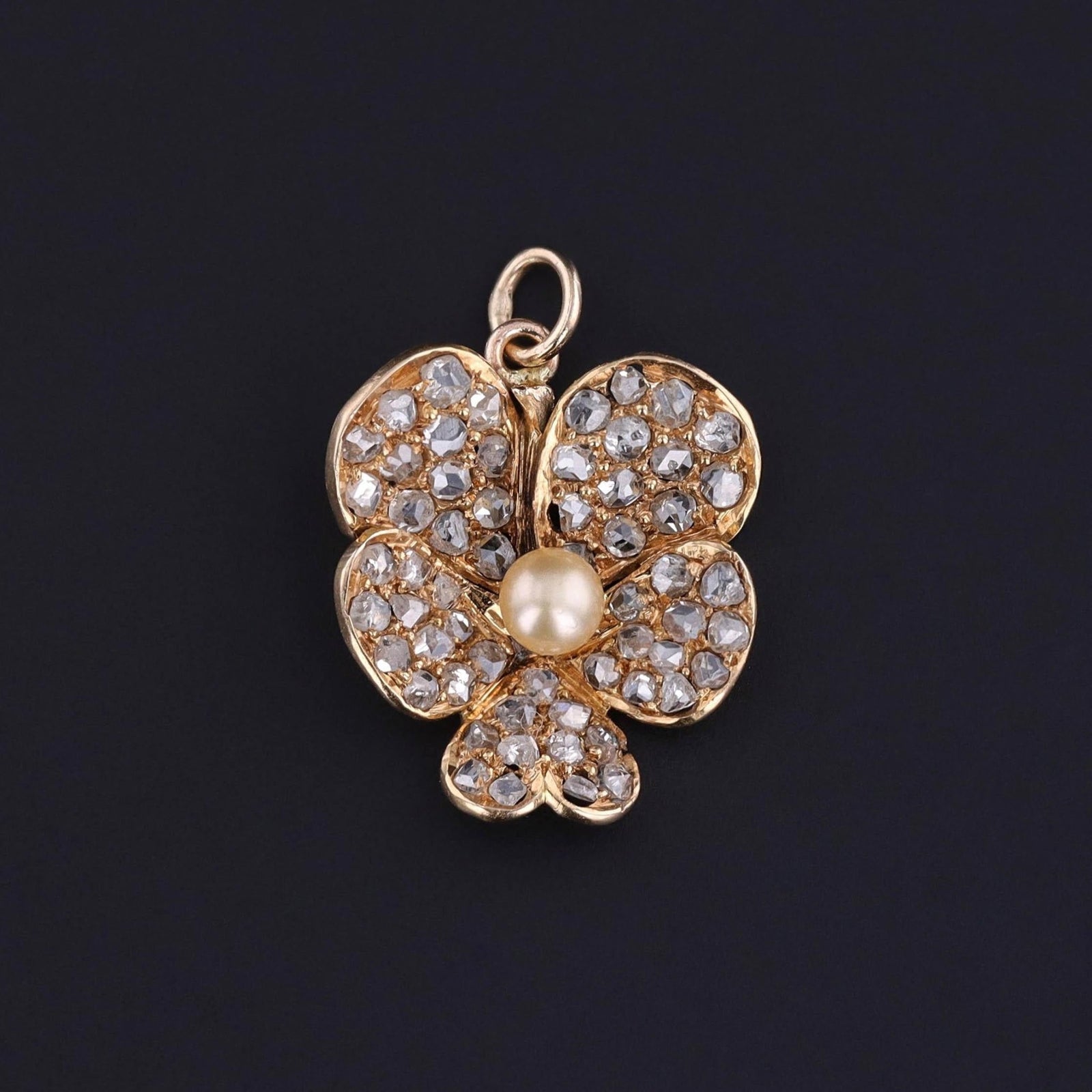 Antique Diamond Pansy Pendant of 18k Gold - Trademark Antiques