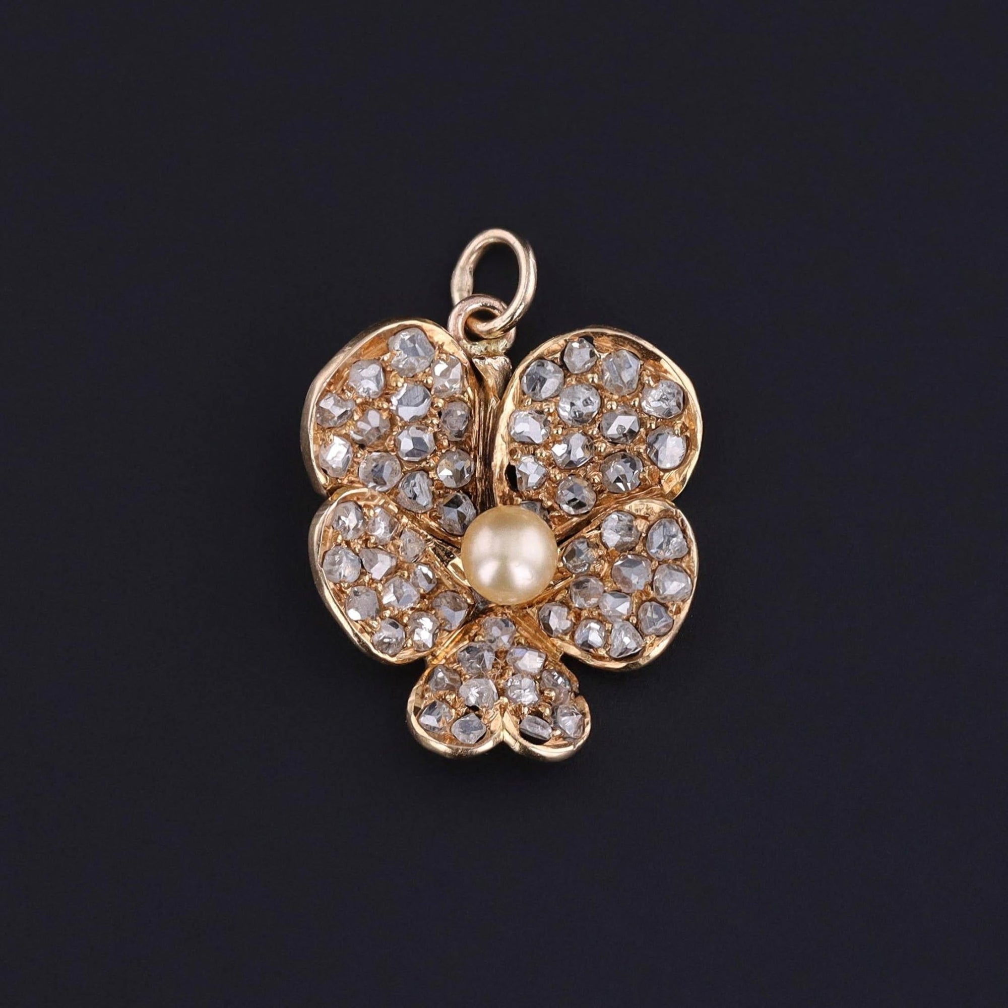 Antique Diamond Pansy Pendant of 18k Gold - Trademark Antiques