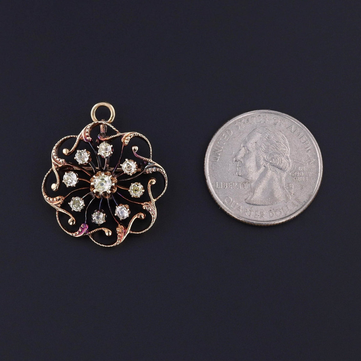 Antique Diamond Pendant Brooch of 14k Gold - Trademark Antiques