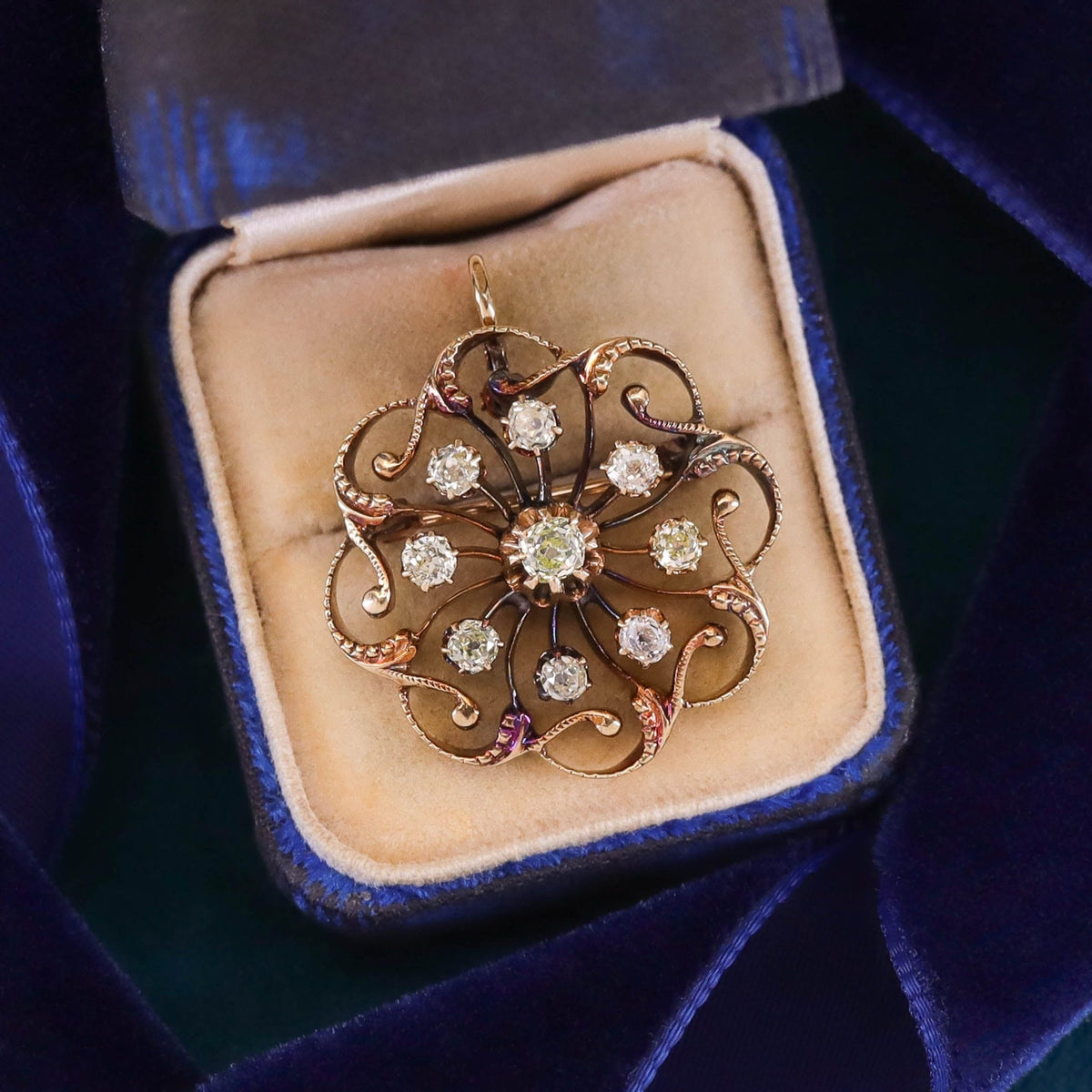 Antique Diamond Pendant Brooch of 14k Gold - Trademark Antiques