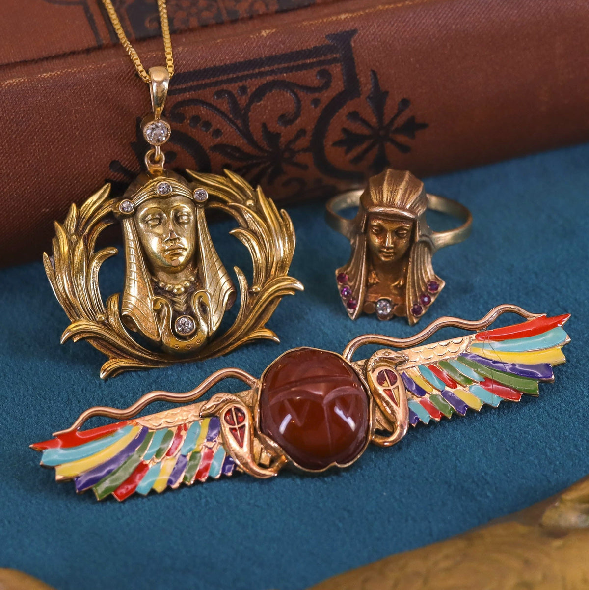 Antique Diamond Pharaoh Conversion Necklace of 14k Gold - Trademark Antiques