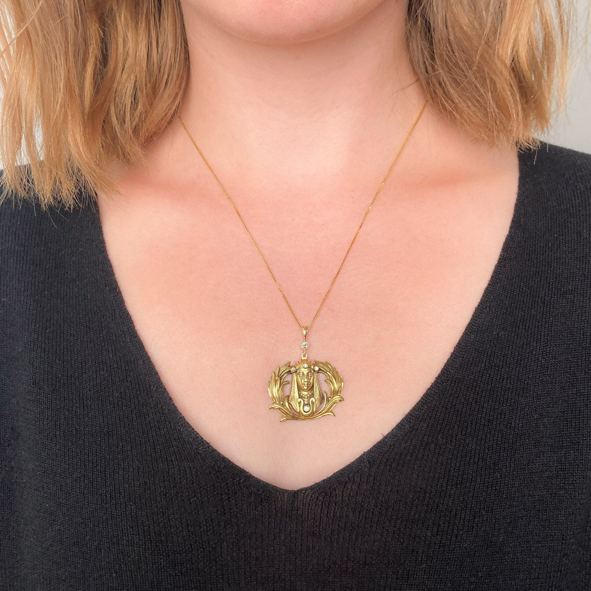 Antique Diamond Pharaoh Conversion Necklace of 14k Gold - Trademark Antiques