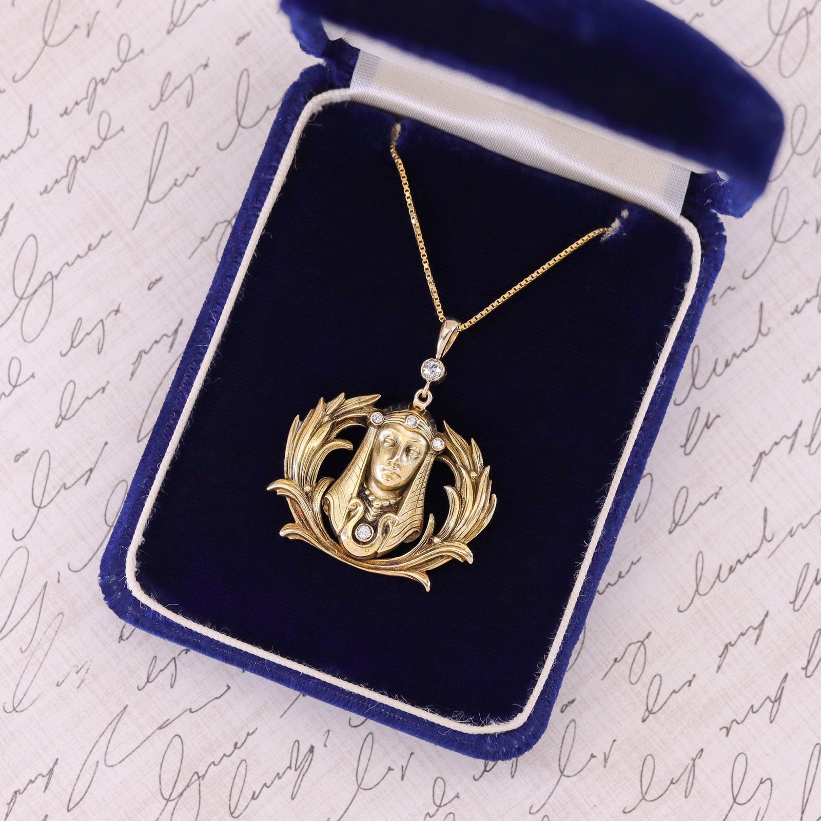 Antique Diamond Pharaoh Conversion Necklace of 14k Gold - Trademark Antiques
