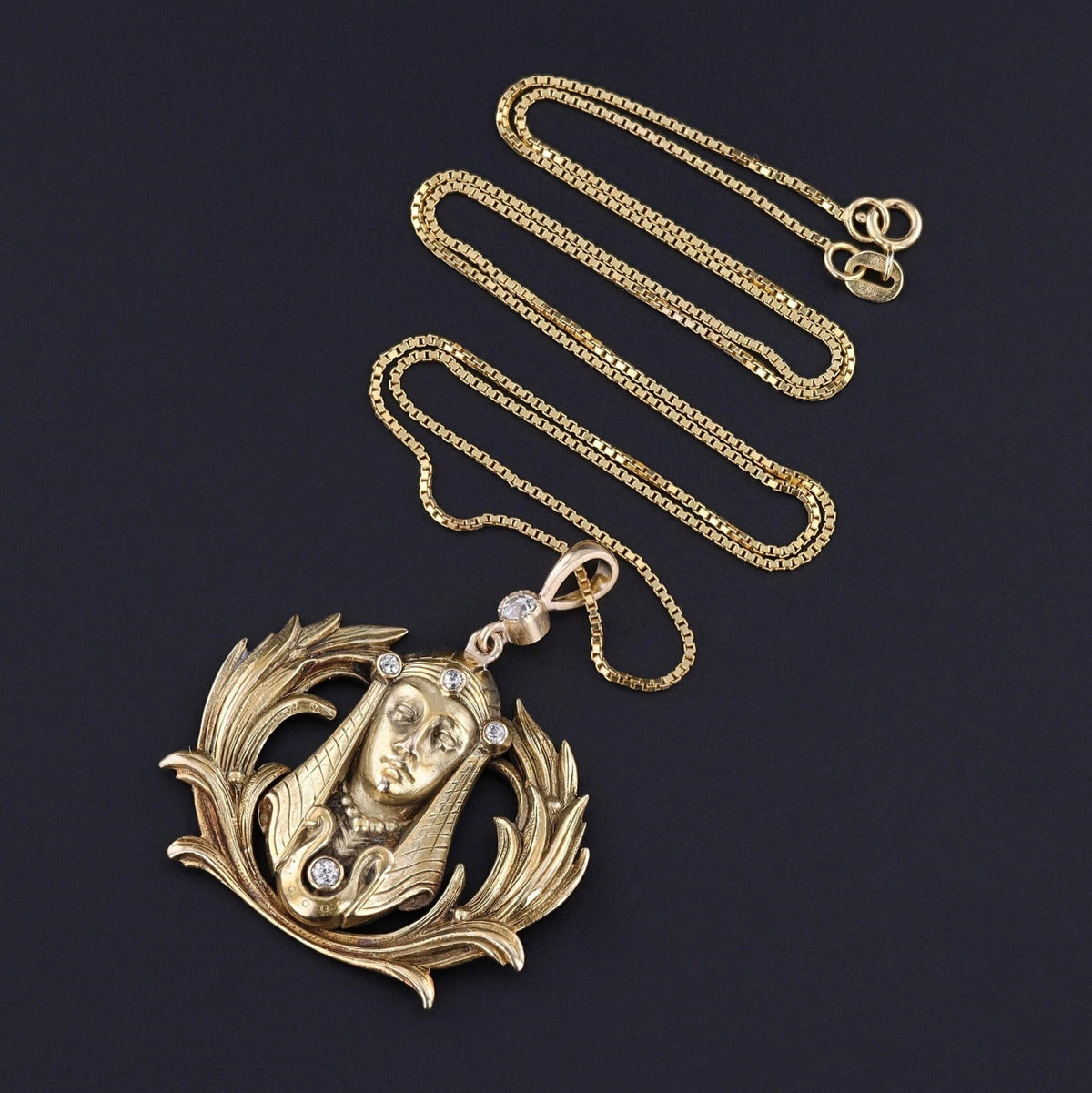 Antique Diamond Pharaoh Conversion Necklace of 14k Gold - Trademark Antiques