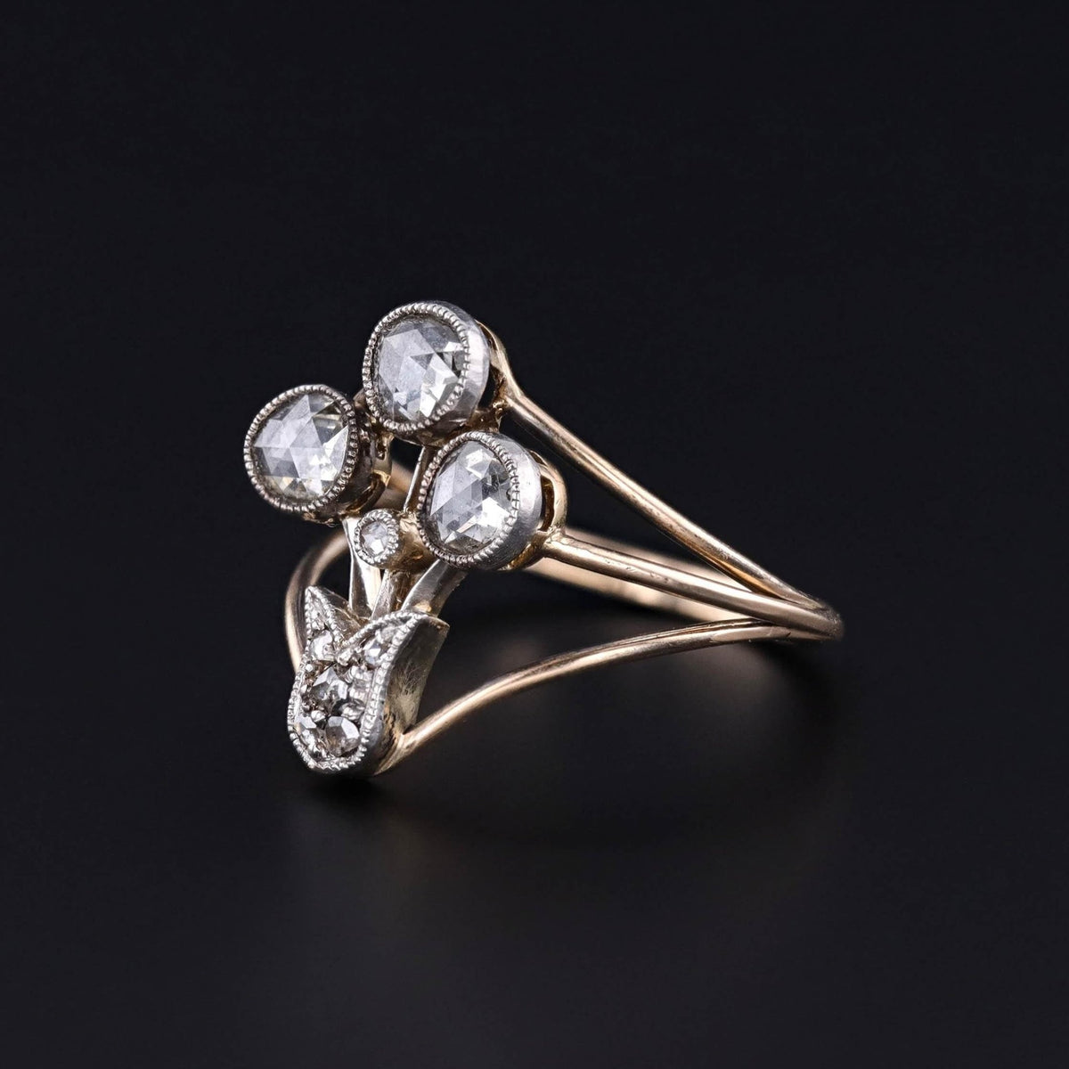 Antique Diamond Ring of Platinum and 14k Gold - Trademark Antiques