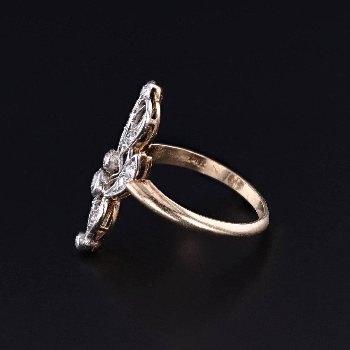 Antique Diamond Ring of Platinum and 14k Gold - Trademark Antiques
