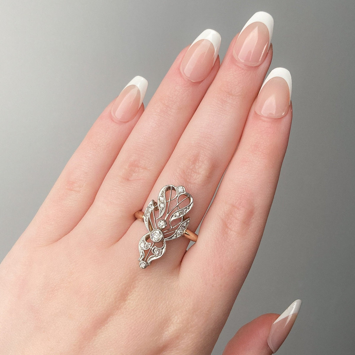 Antique Diamond Ring of Platinum and 14k Gold - Trademark Antiques