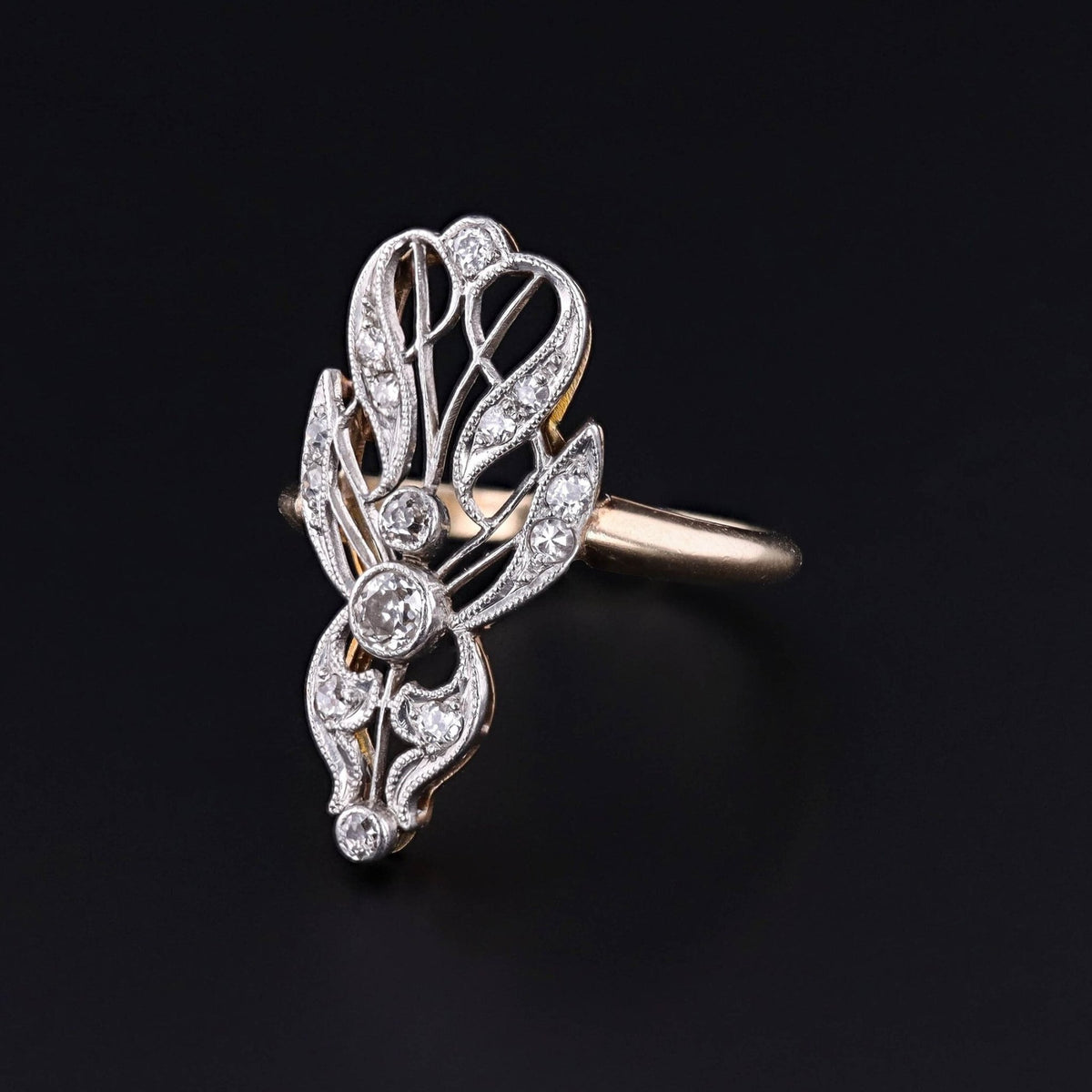 Antique Diamond Ring of Platinum and 14k Gold - Trademark Antiques