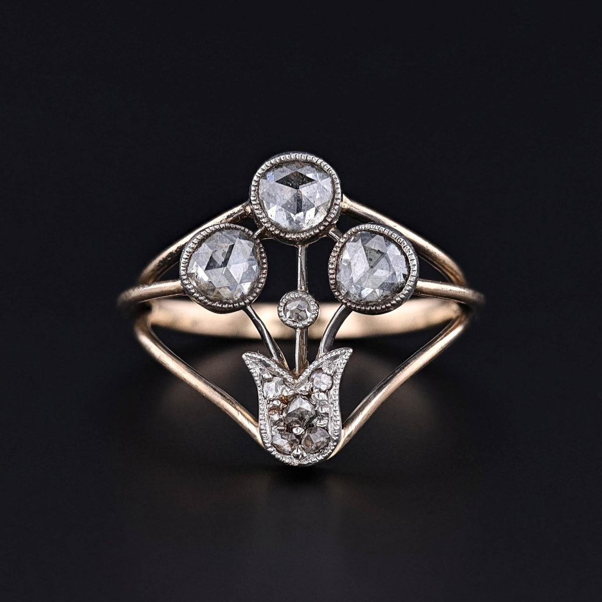 Antique Diamond Ring of Platinum and 14k Gold - Trademark Antiques
