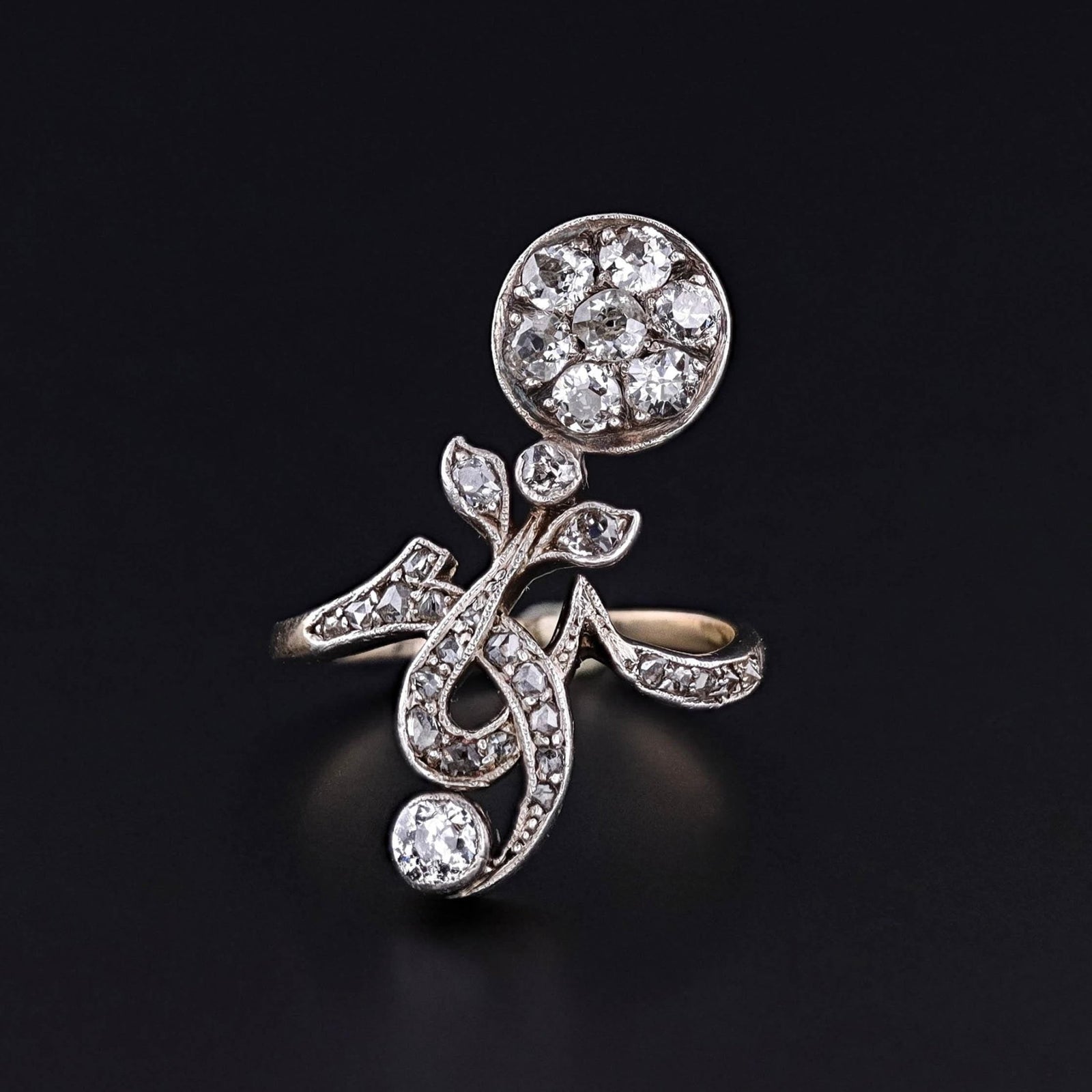 Antique Diamond Ring of Silver Topped 14k Gold - Trademark Antiques