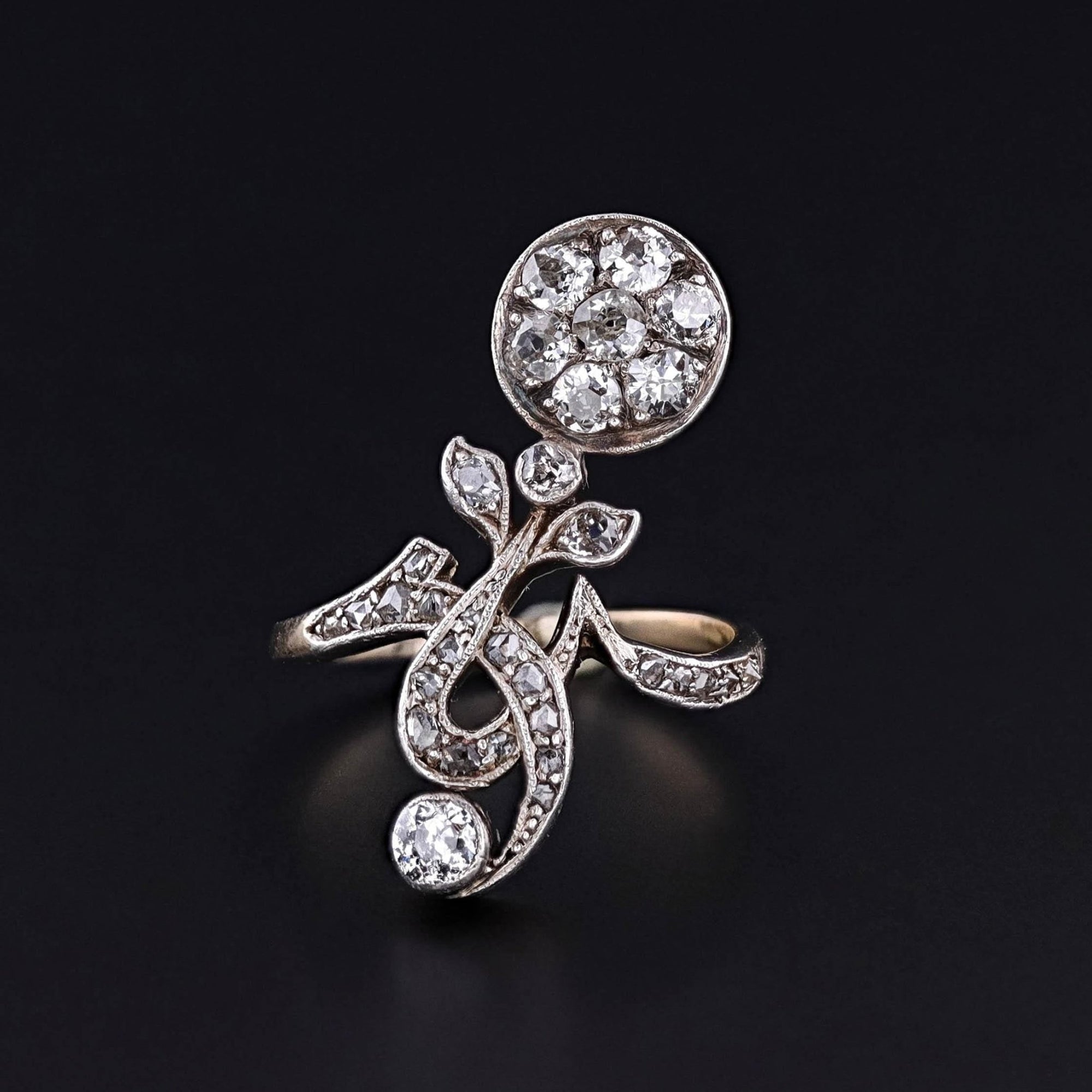 Antique Diamond Ring of Silver Topped 14k Gold - Trademark Antiques