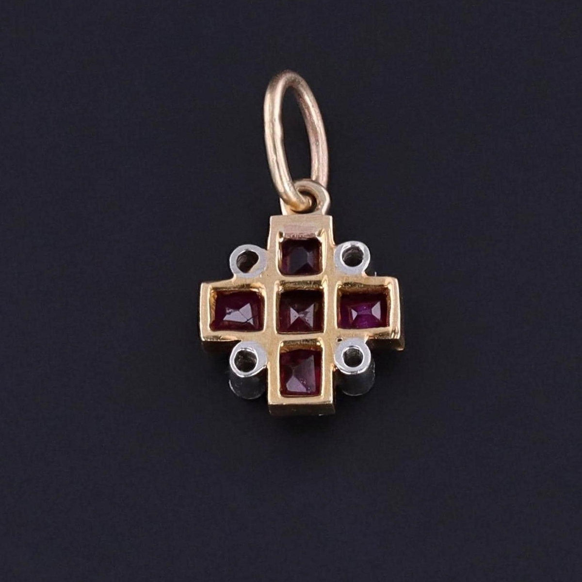 Antique Diamond &amp; Ruby Charm | Antique Pin Conversion - Trademark Antiques