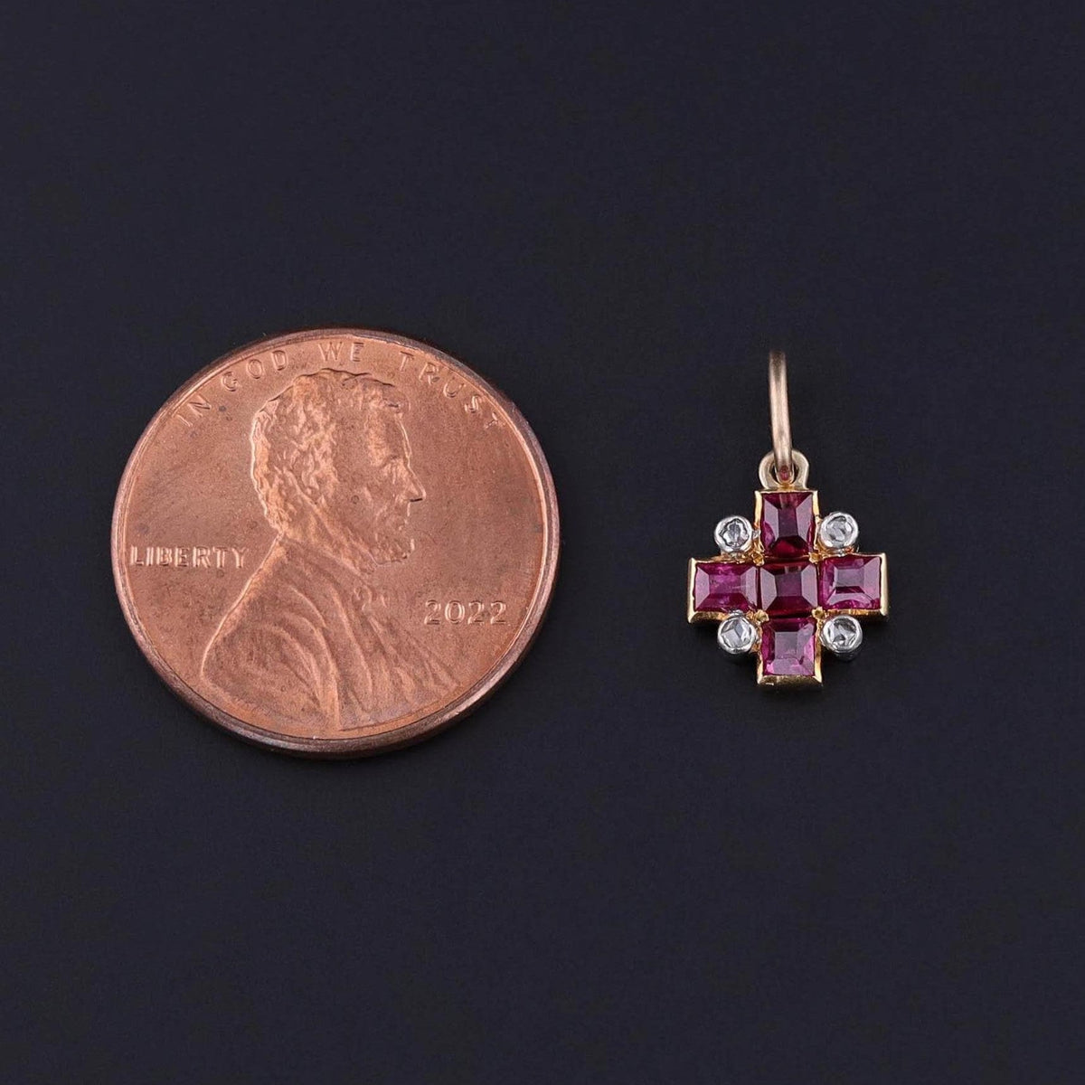 Antique Diamond &amp; Ruby Charm | Antique Pin Conversion - Trademark Antiques