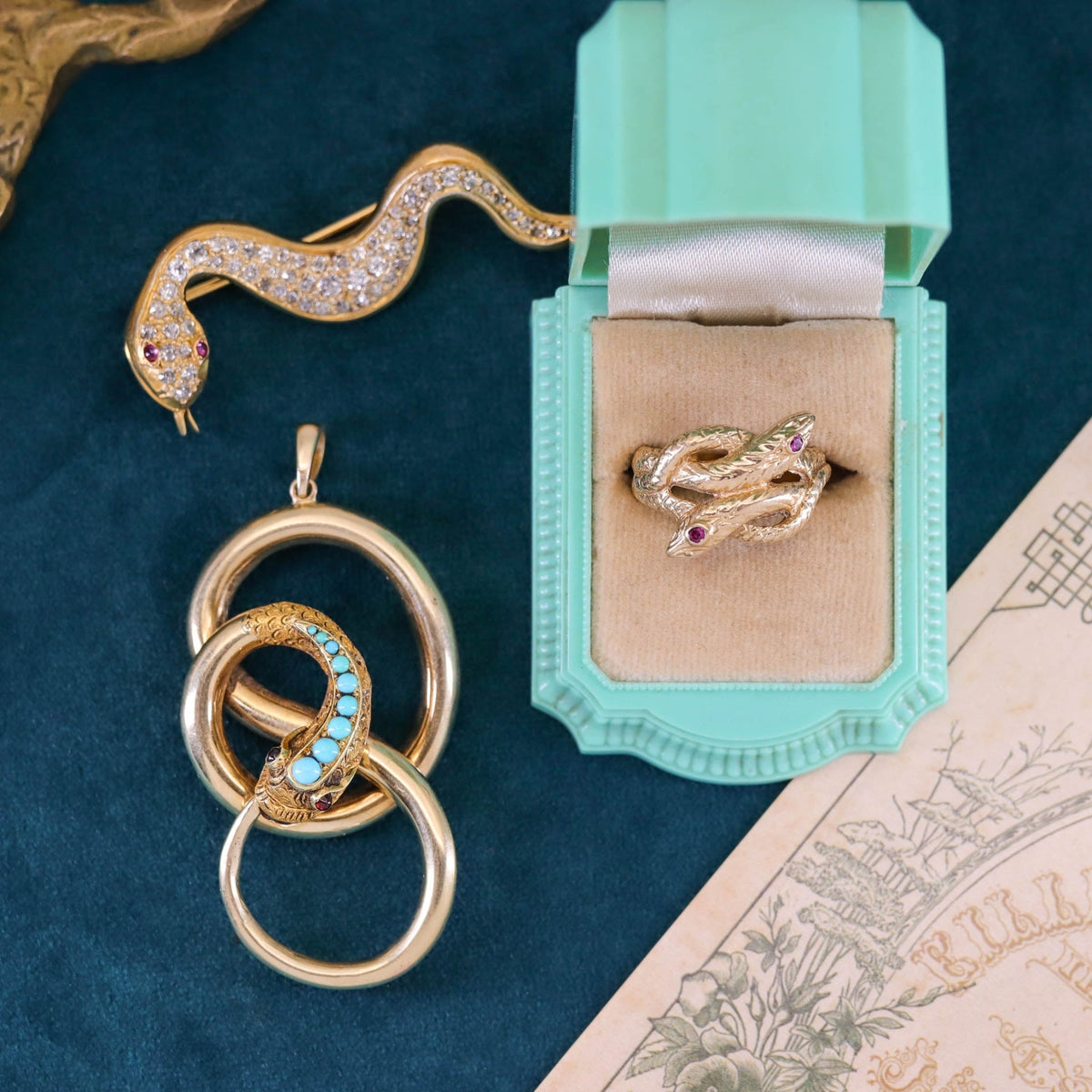 Antique Diamond Snake Brooch of 14k Gold - Trademark Antiques