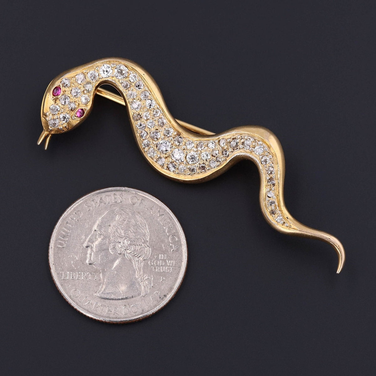 Antique Diamond Snake Brooch of 14k Gold - Trademark Antiques