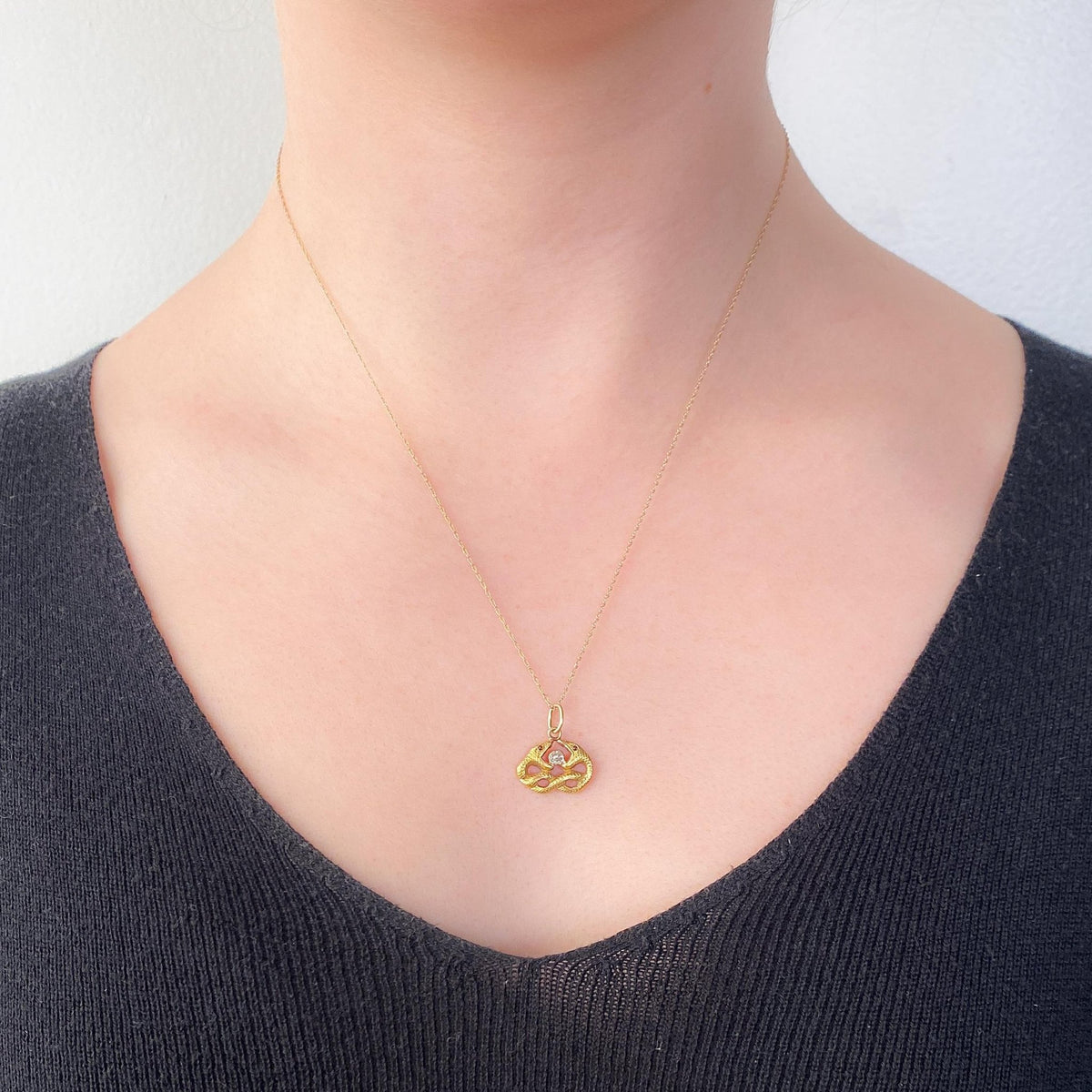 Antique Diamond Snake Charm of 14k Gold - Trademark Antiques