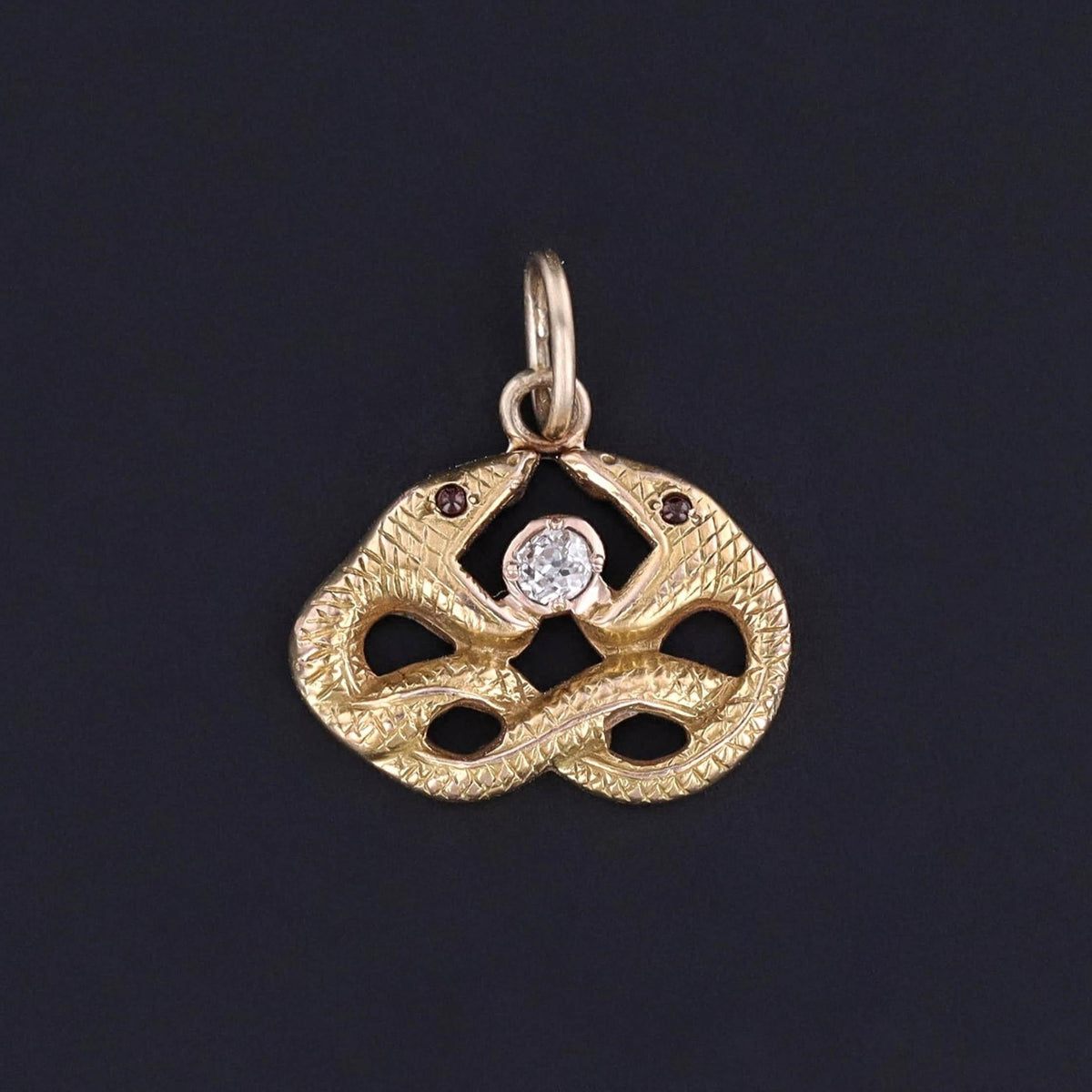 Antique Diamond Snake Charm of 14k Gold - Trademark Antiques