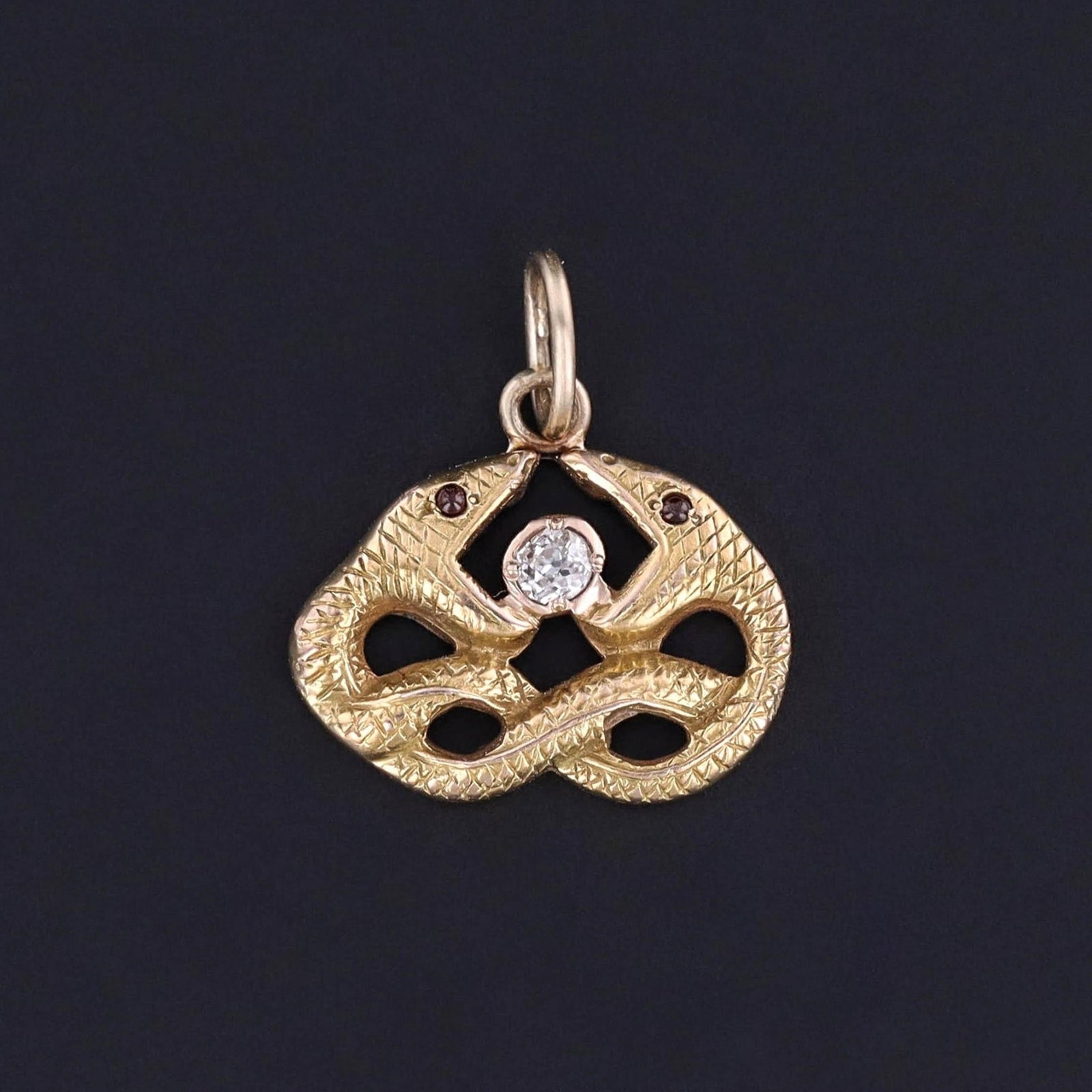 Antique Diamond Snake Charm of 14k Gold - Trademark Antiques
