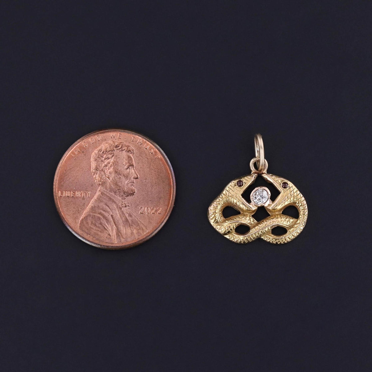 Antique Diamond Snake Charm of 14k Gold - Trademark Antiques