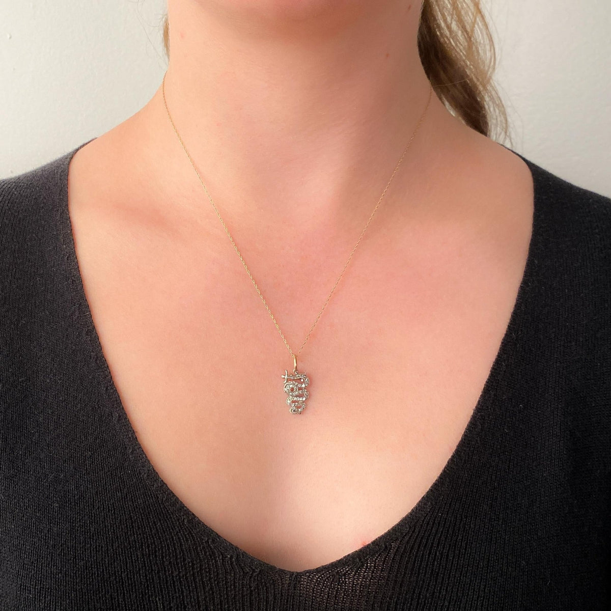 Antique Diamond Snake Charm of Platinum - Trademark Antiques