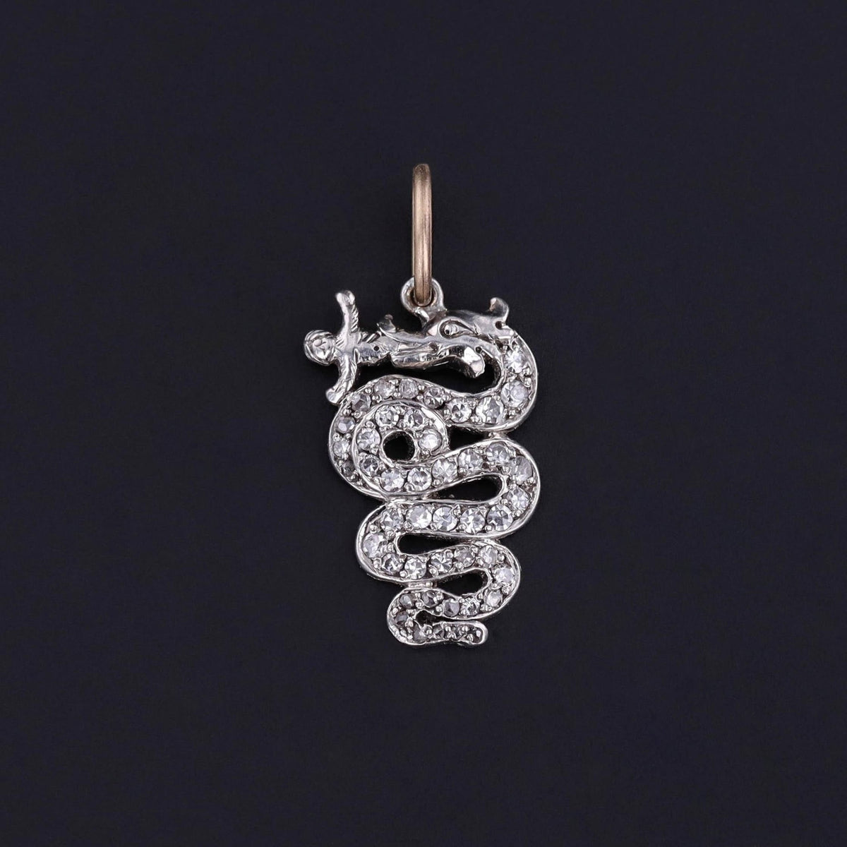 Antique Diamond Snake Charm of Platinum - Trademark Antiques