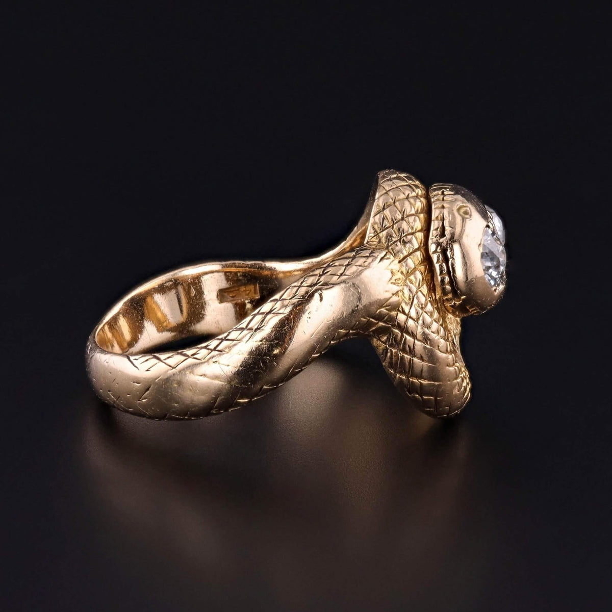 Antique Diamond Snake Ring of 14k Gold - Trademark Antiques