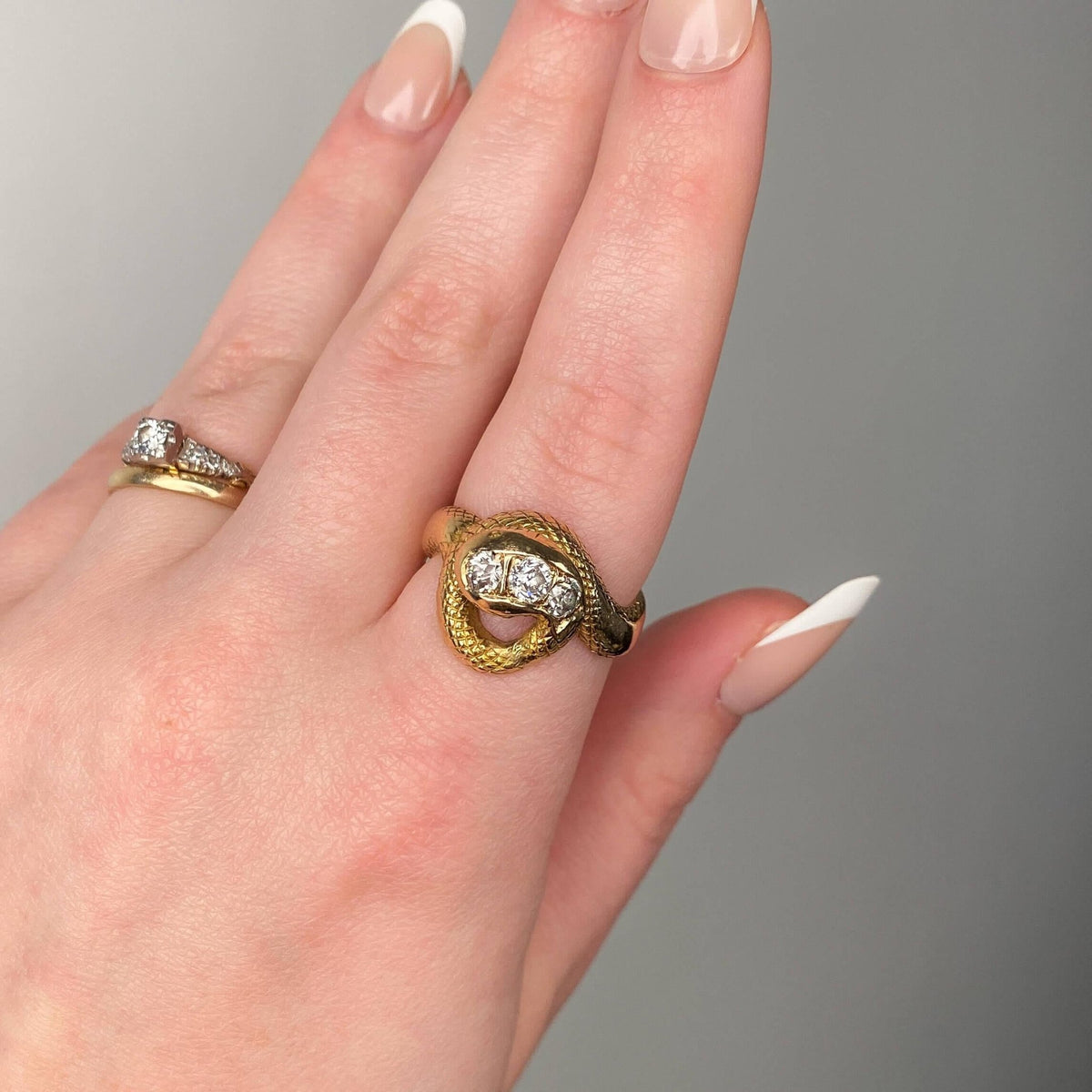 Antique Diamond Snake Ring of 14k Gold - Trademark Antiques