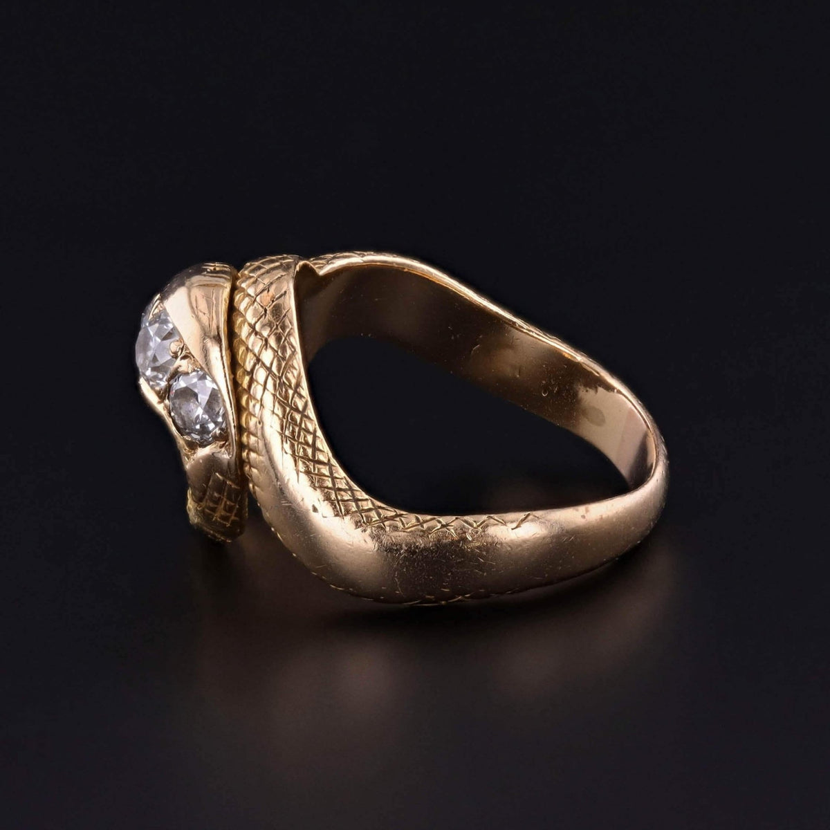 Antique Diamond Snake Ring of 14k Gold - Trademark Antiques