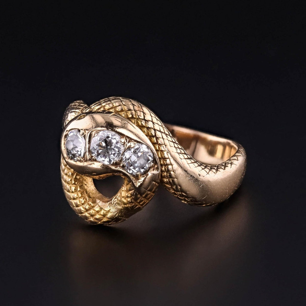 Antique Diamond Snake Ring of 14k Gold - Trademark Antiques