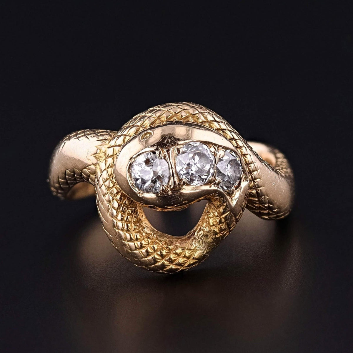 Antique Diamond Snake Ring of 14k Gold - Trademark Antiques