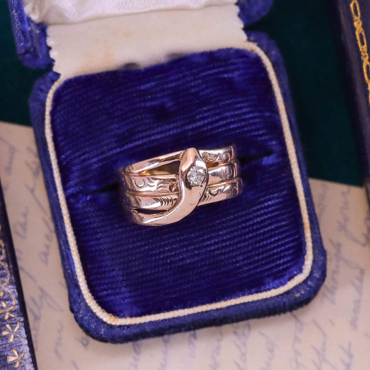 Antique Diamond Snake Ring of 9ct Gold - Trademark Antiques