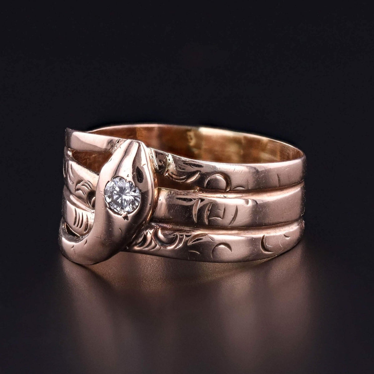 Antique Diamond Snake Ring of 9ct Gold - Trademark Antiques