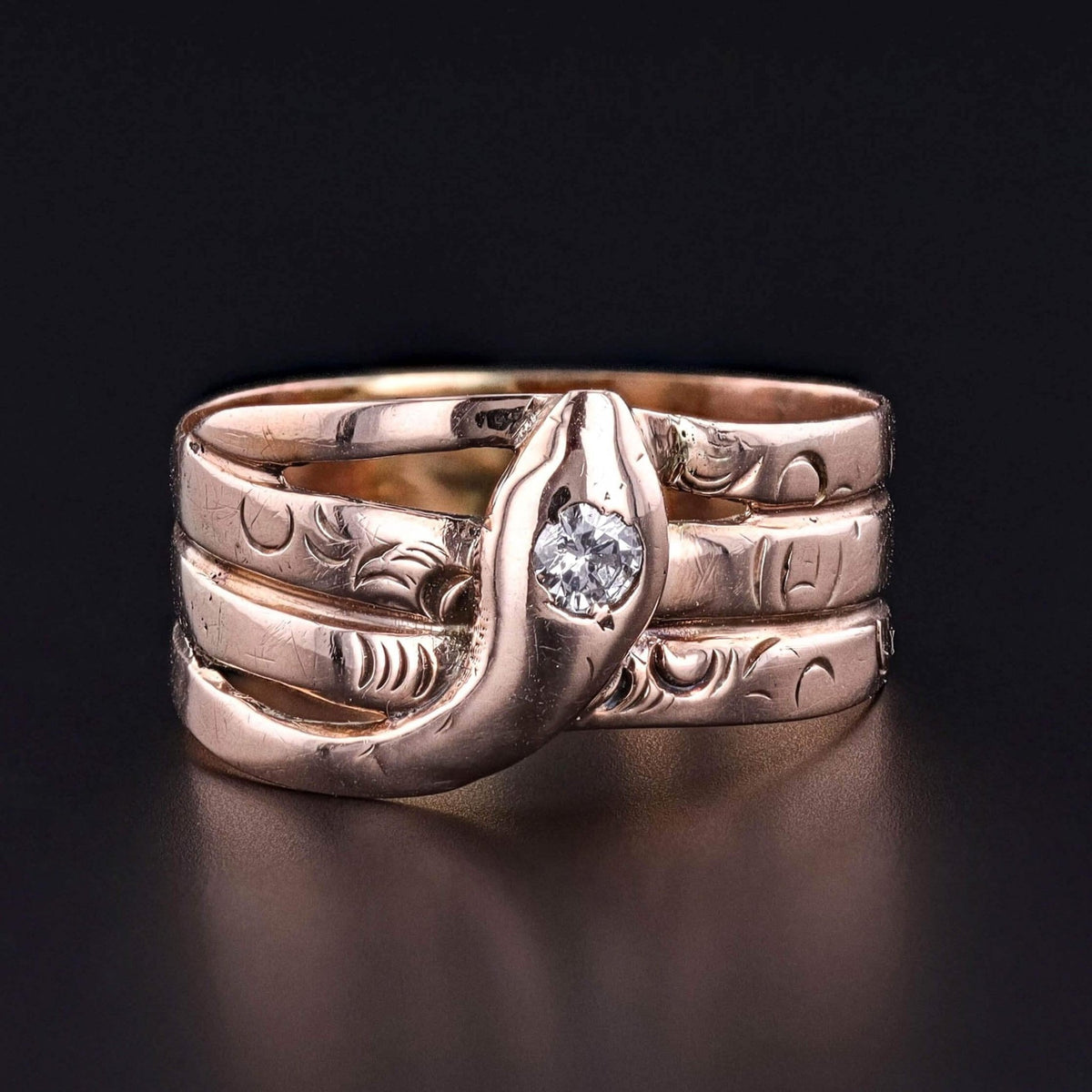 Antique Diamond Snake Ring of 9ct Gold - Trademark Antiques