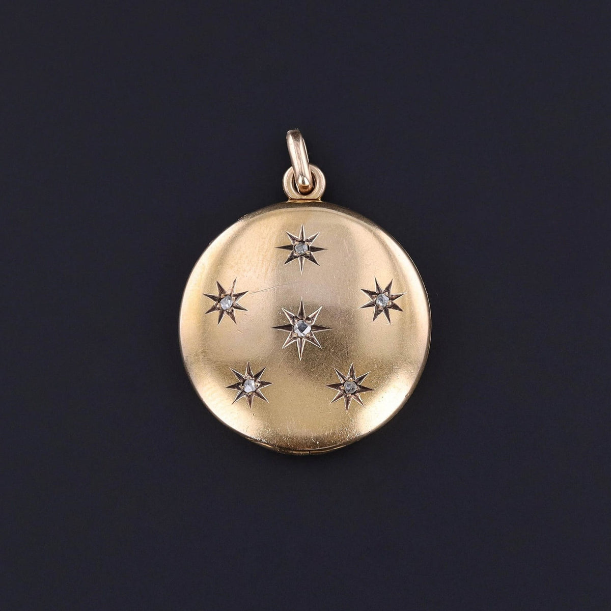 Antique Diamond Star Locket of 10k Gold - Trademark Antiques