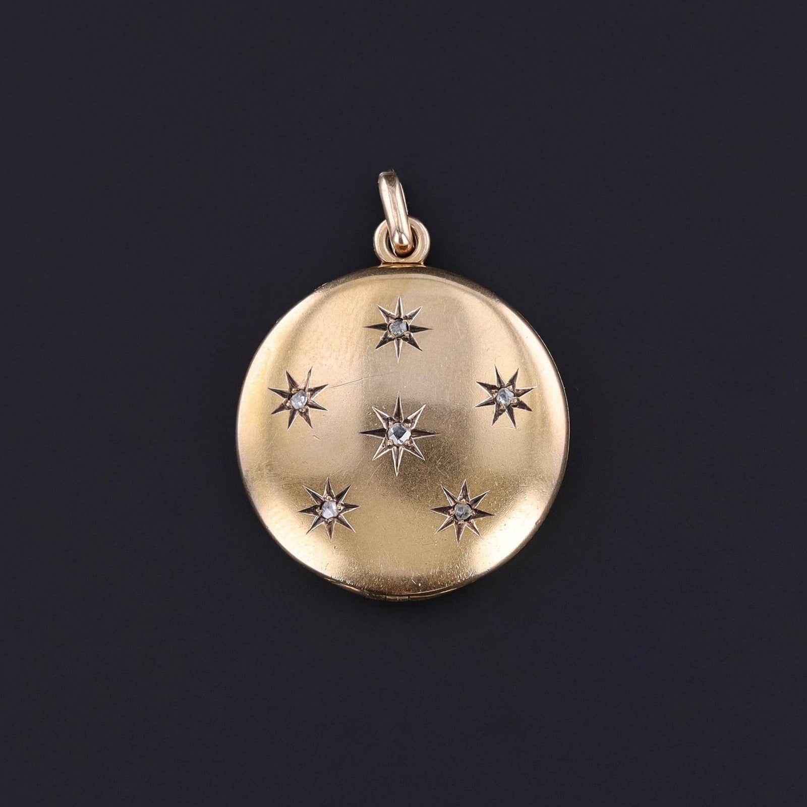 Antique Diamond Star Locket of 10k Gold - Trademark Antiques