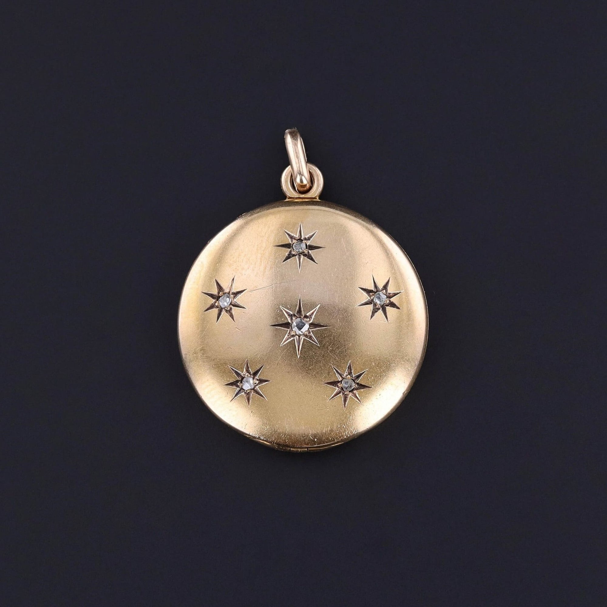 Antique Diamond Star Locket of 10k Gold - Trademark Antiques