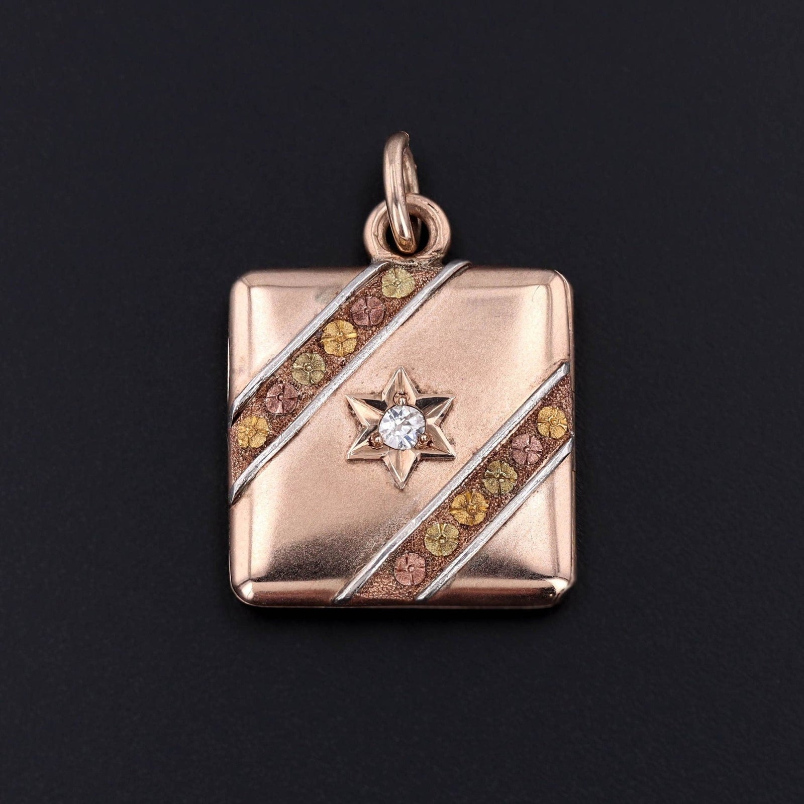 Antique Diamond Star Locket of 10k Gold - Trademark Antiques