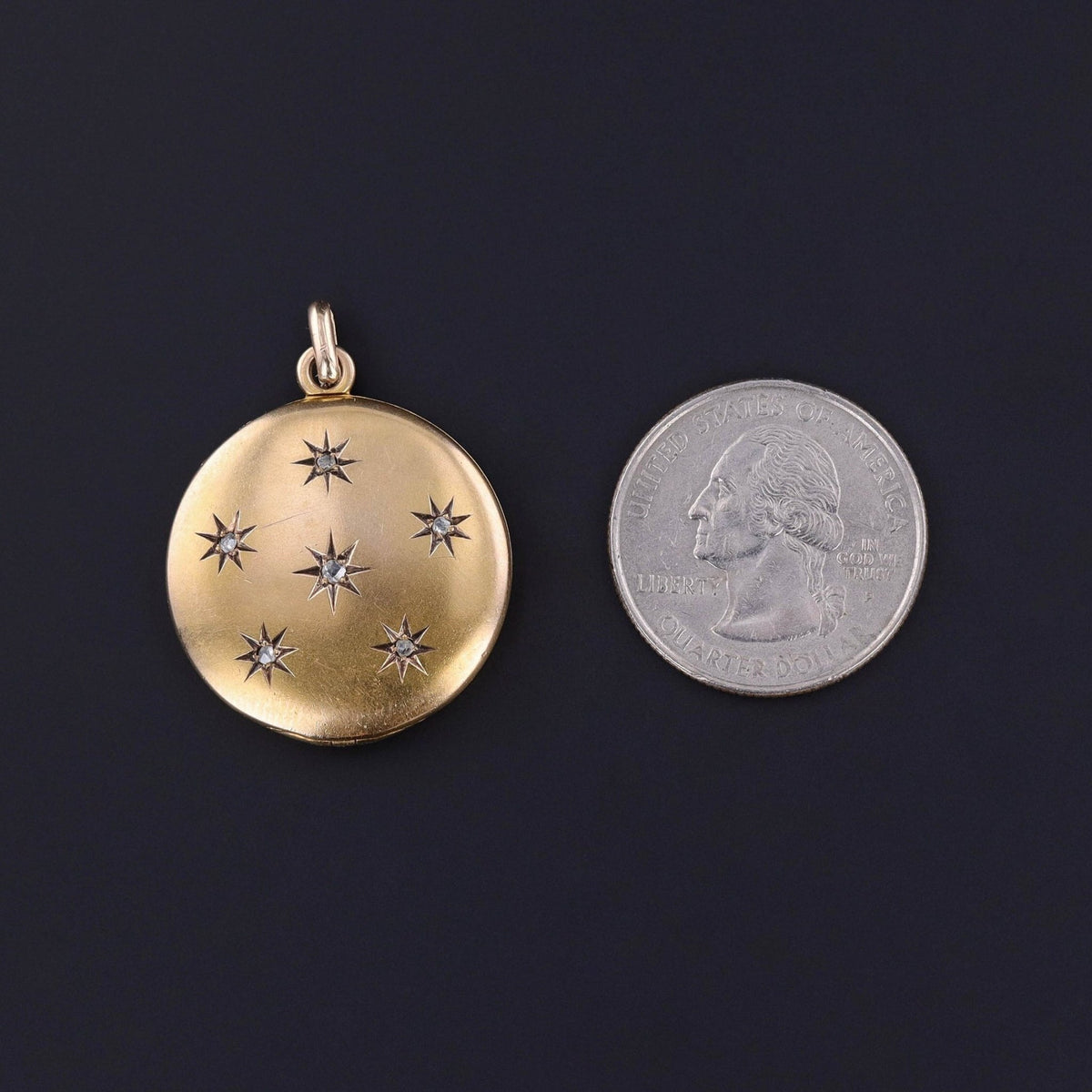 Antique Diamond Star Locket of 10k Gold - Trademark Antiques