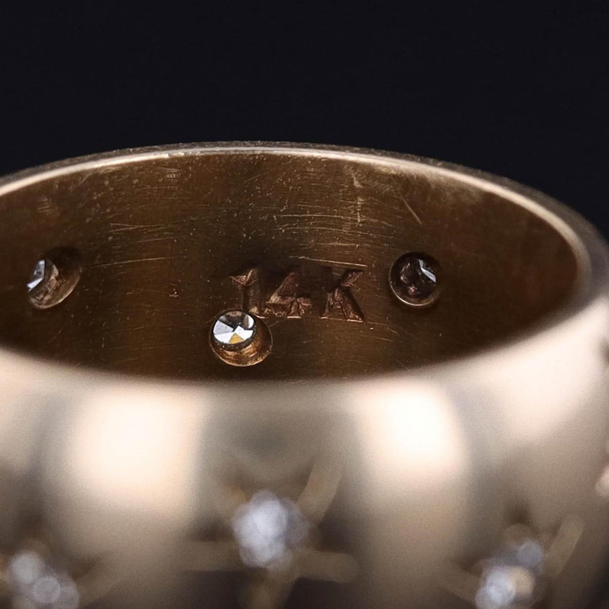 Antique Diamond Star Wide Band Ring of 14k Gold - Trademark Antiques
