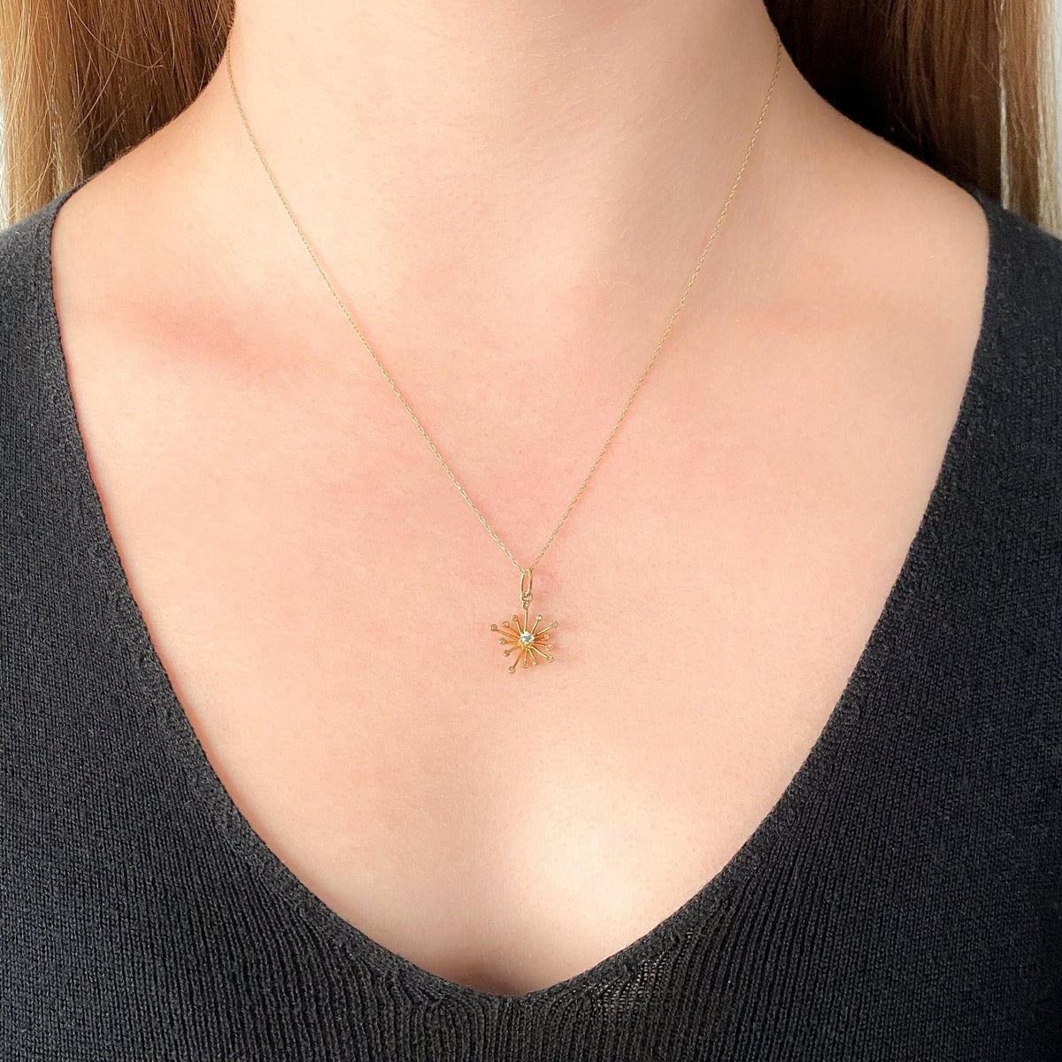 Antique Diamond Starburst Charm of 18k Gold - Trademark Antiques