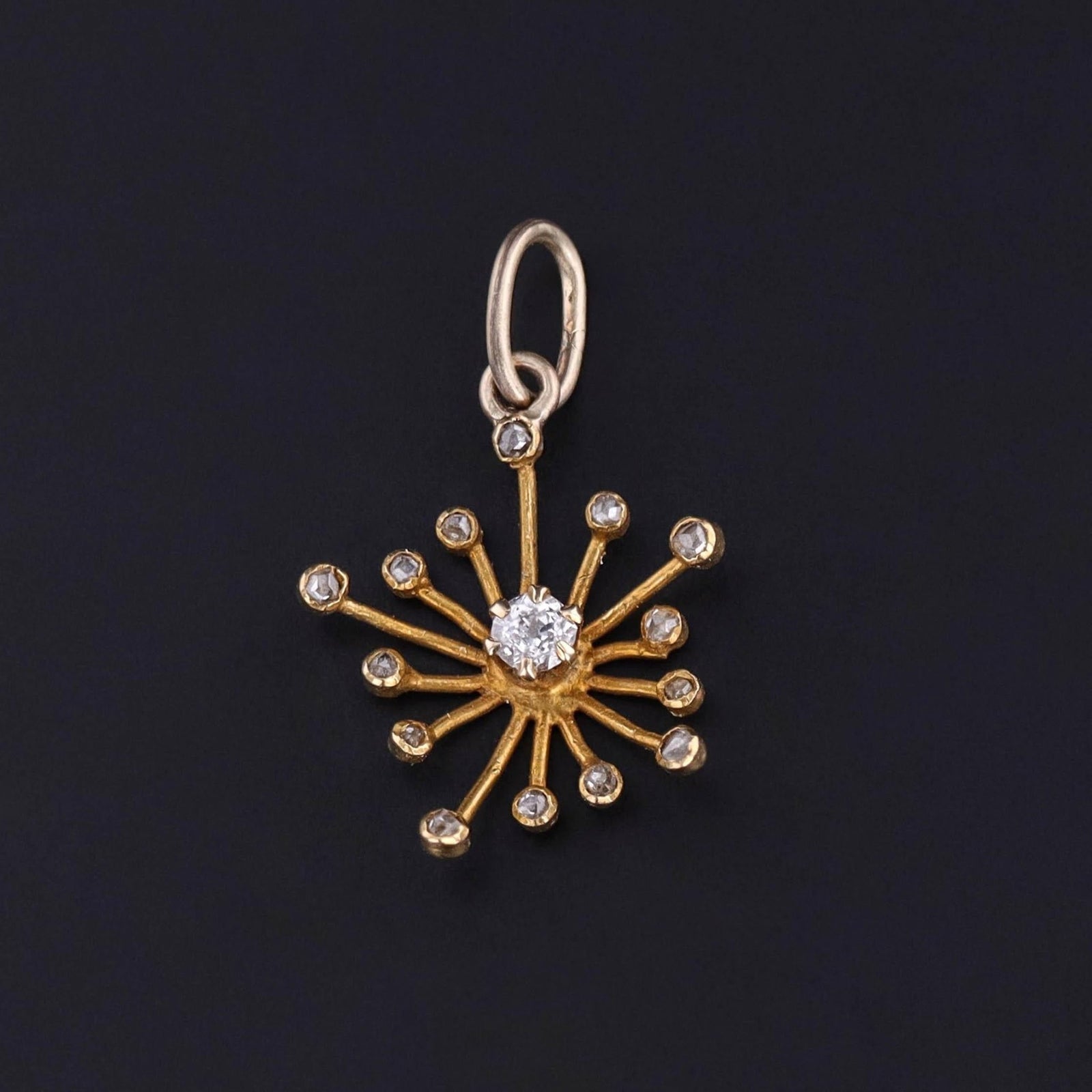 Antique Diamond Starburst Charm of 18k Gold - Trademark Antiques