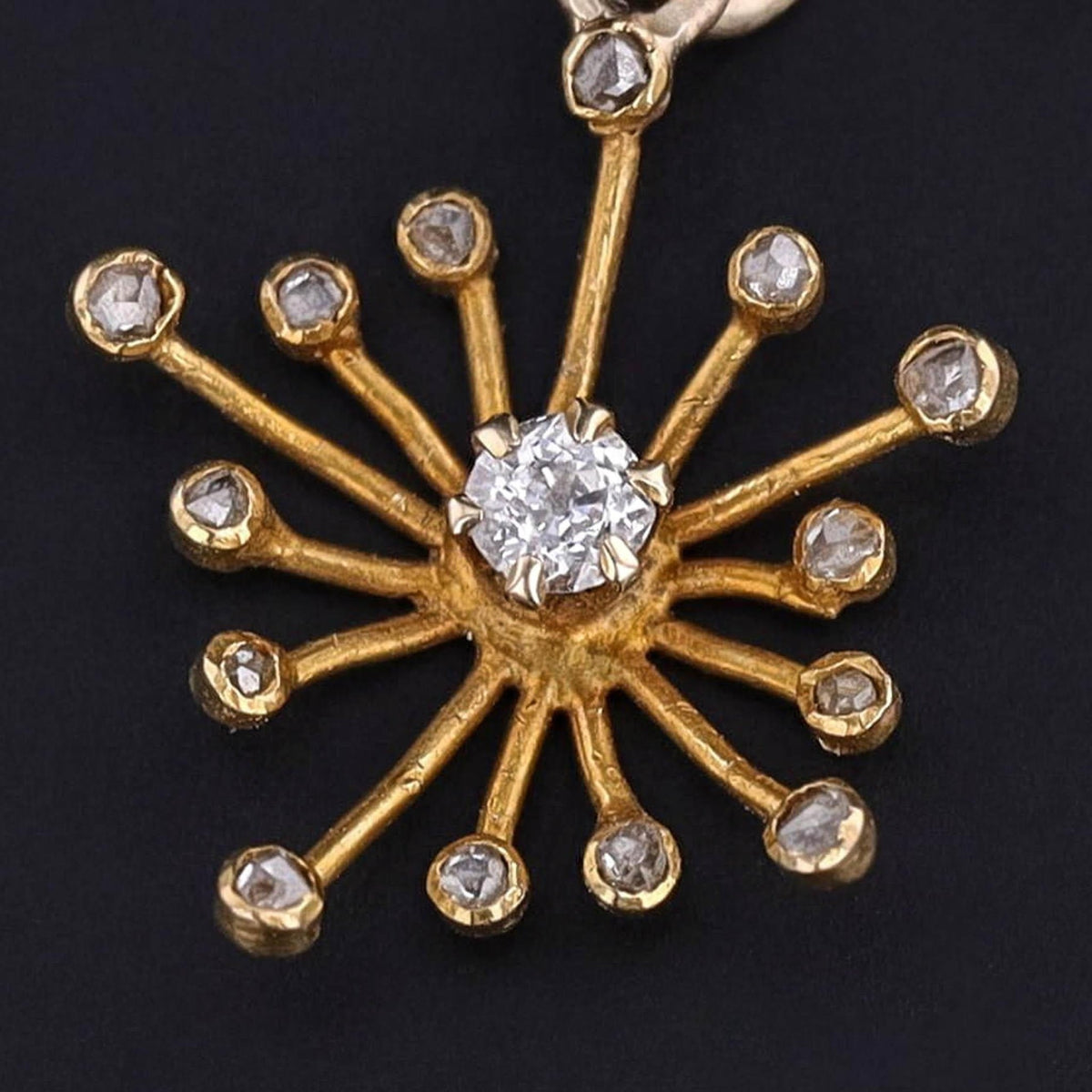Antique Diamond Starburst Charm of 18k Gold - Trademark Antiques