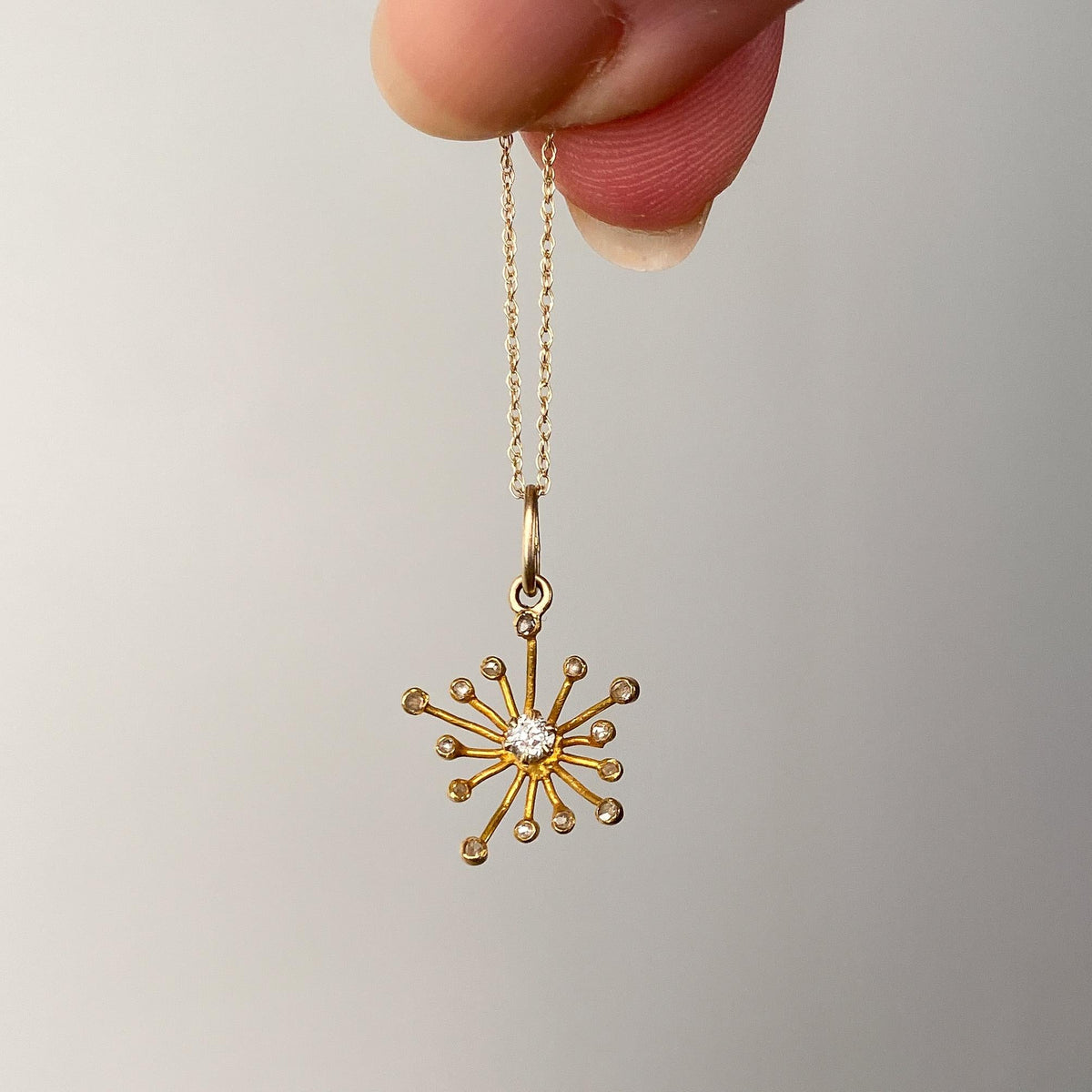 Antique Diamond Starburst Charm of 18k Gold - Trademark Antiques