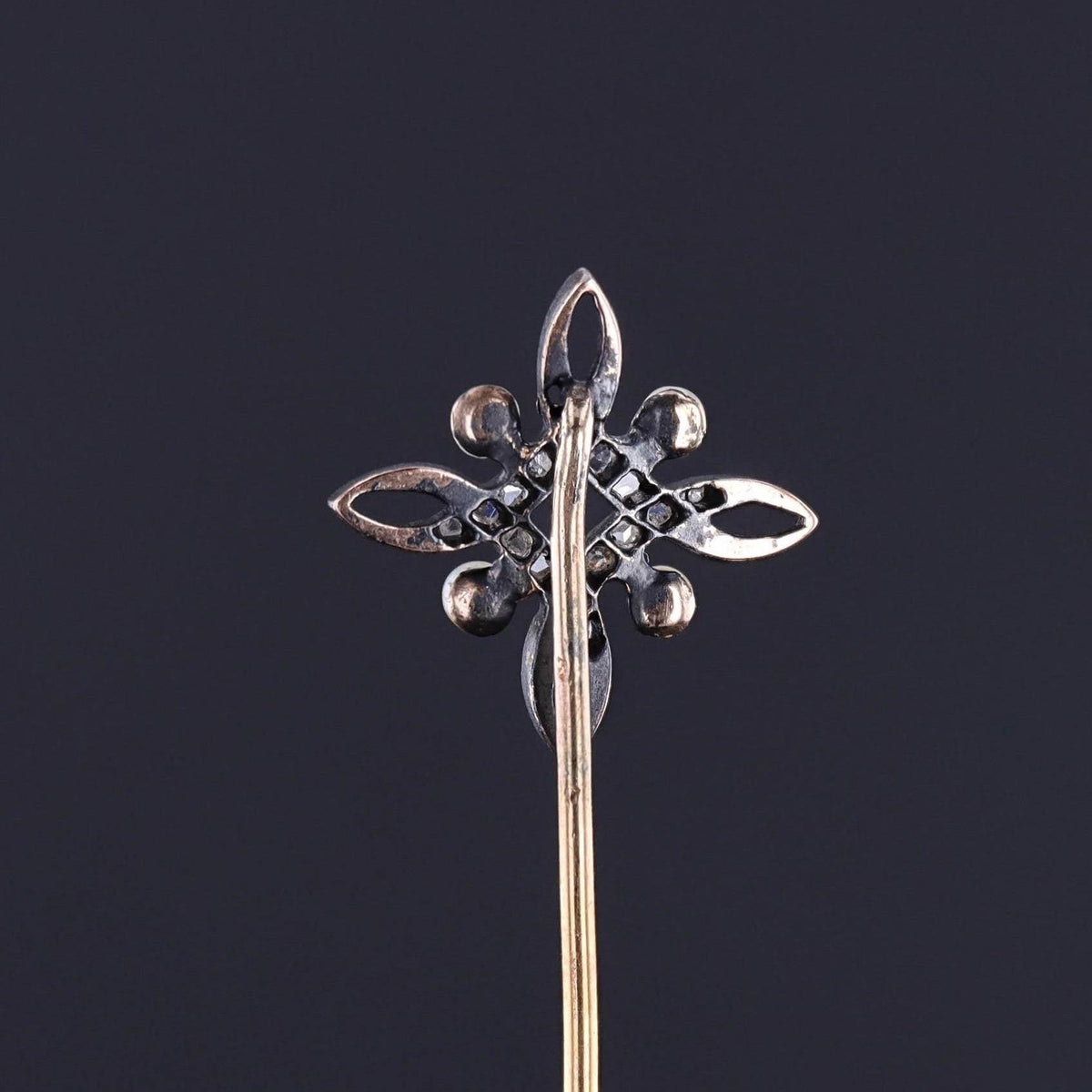 Antique Diamond Stickpin of Silver &amp; 18k Gold - Trademark Antiques