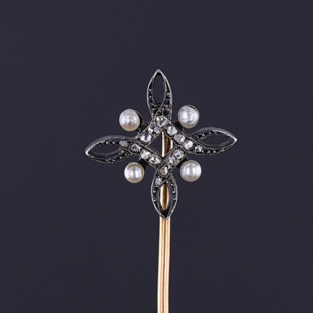 Antique Diamond Stickpin of Silver &amp; 18k Gold - Trademark Antiques