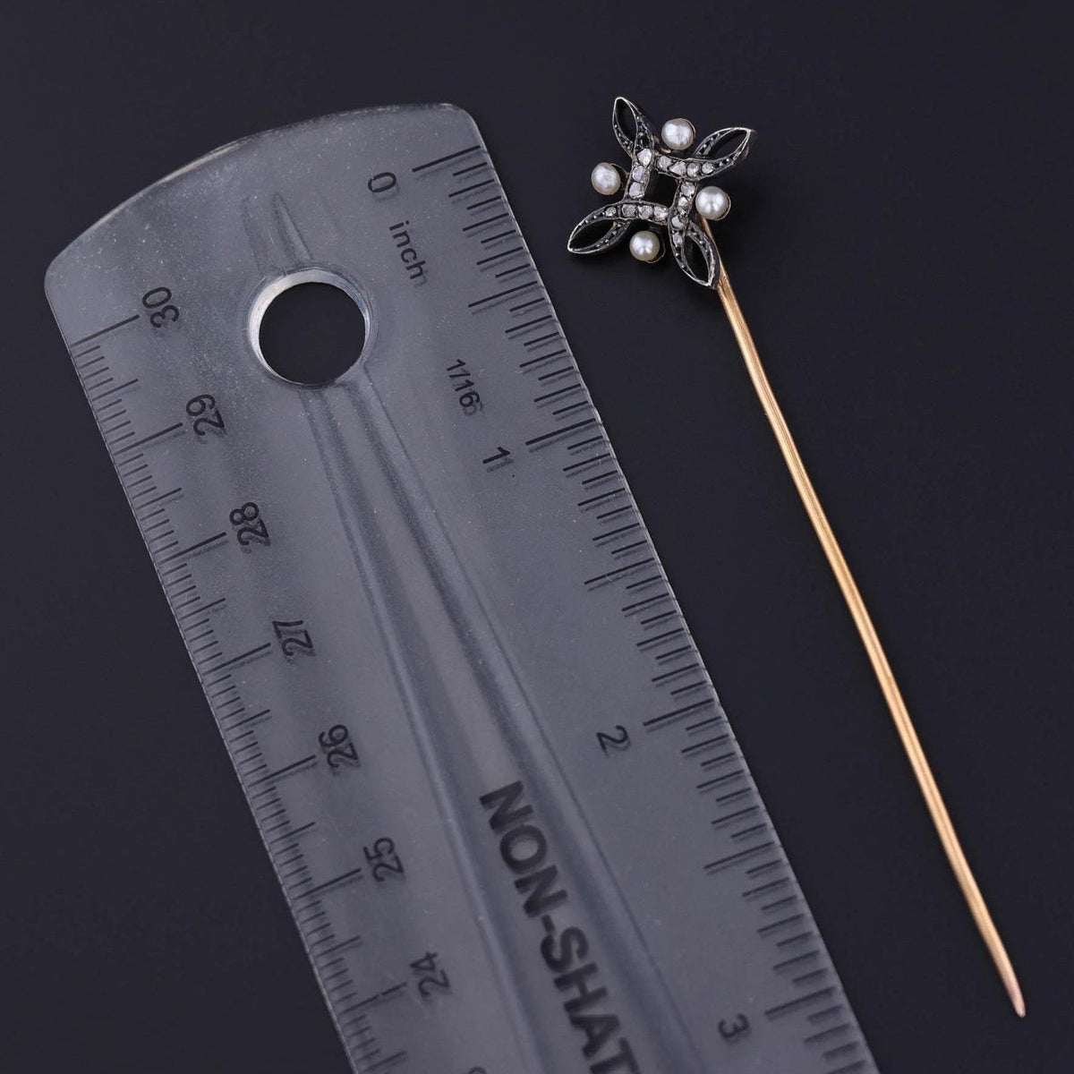 Antique Diamond Stickpin of Silver &amp; 18k Gold - Trademark Antiques